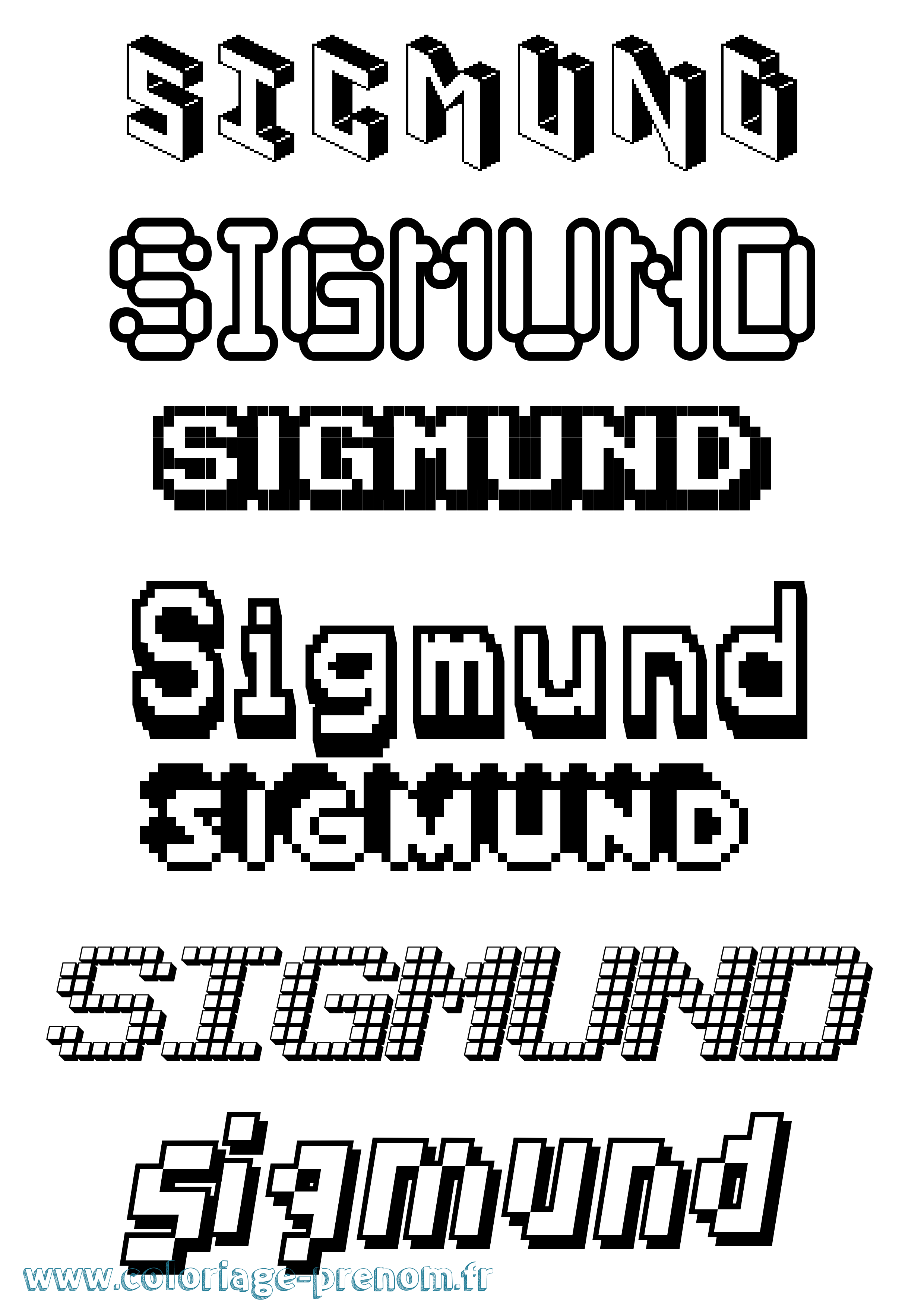 Coloriage Sigmund Pixel Coloriage prénom Sigmund Pixel