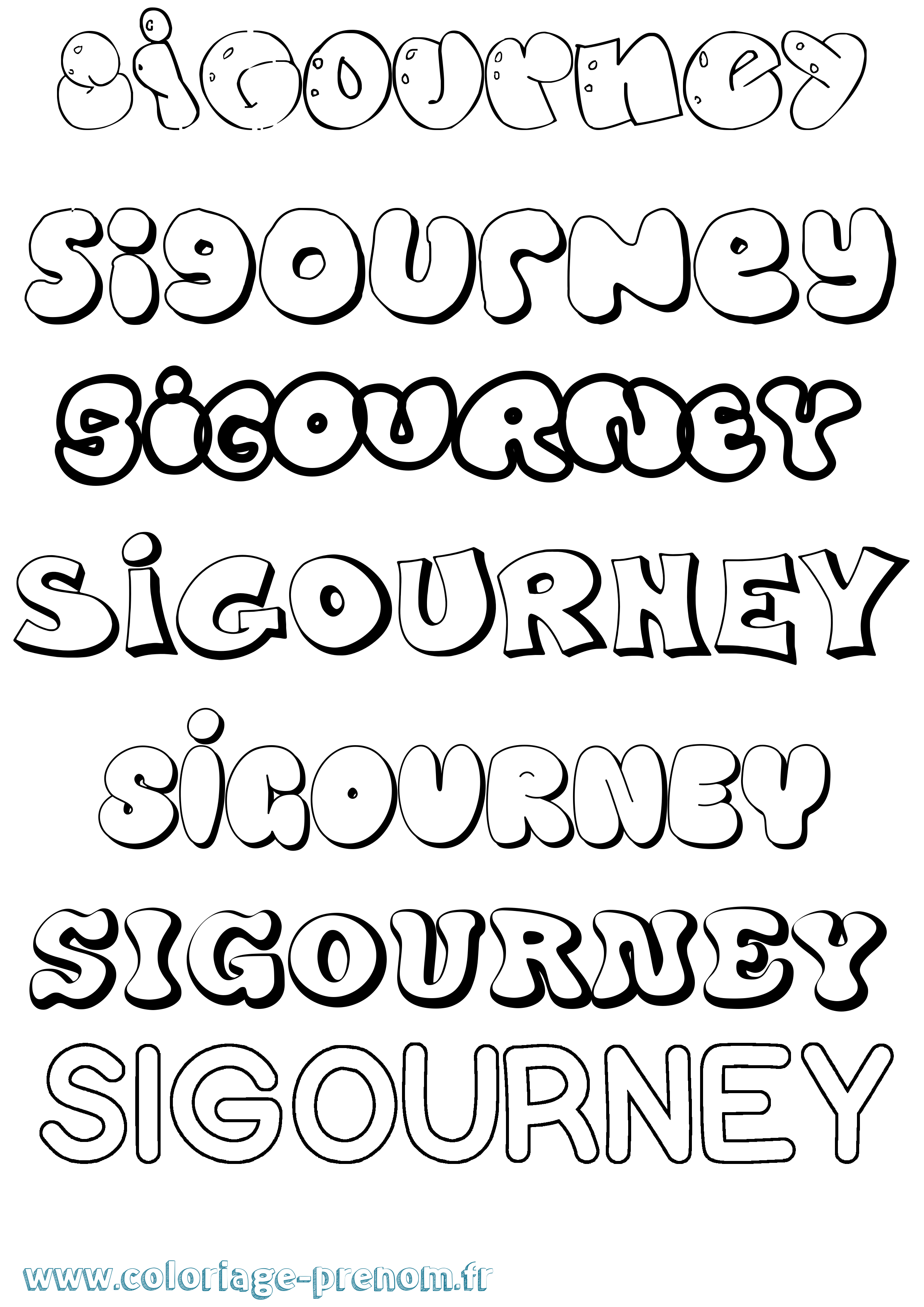 Coloriage Sigourney Bubble Coloriage prénom Sigourney Bubble