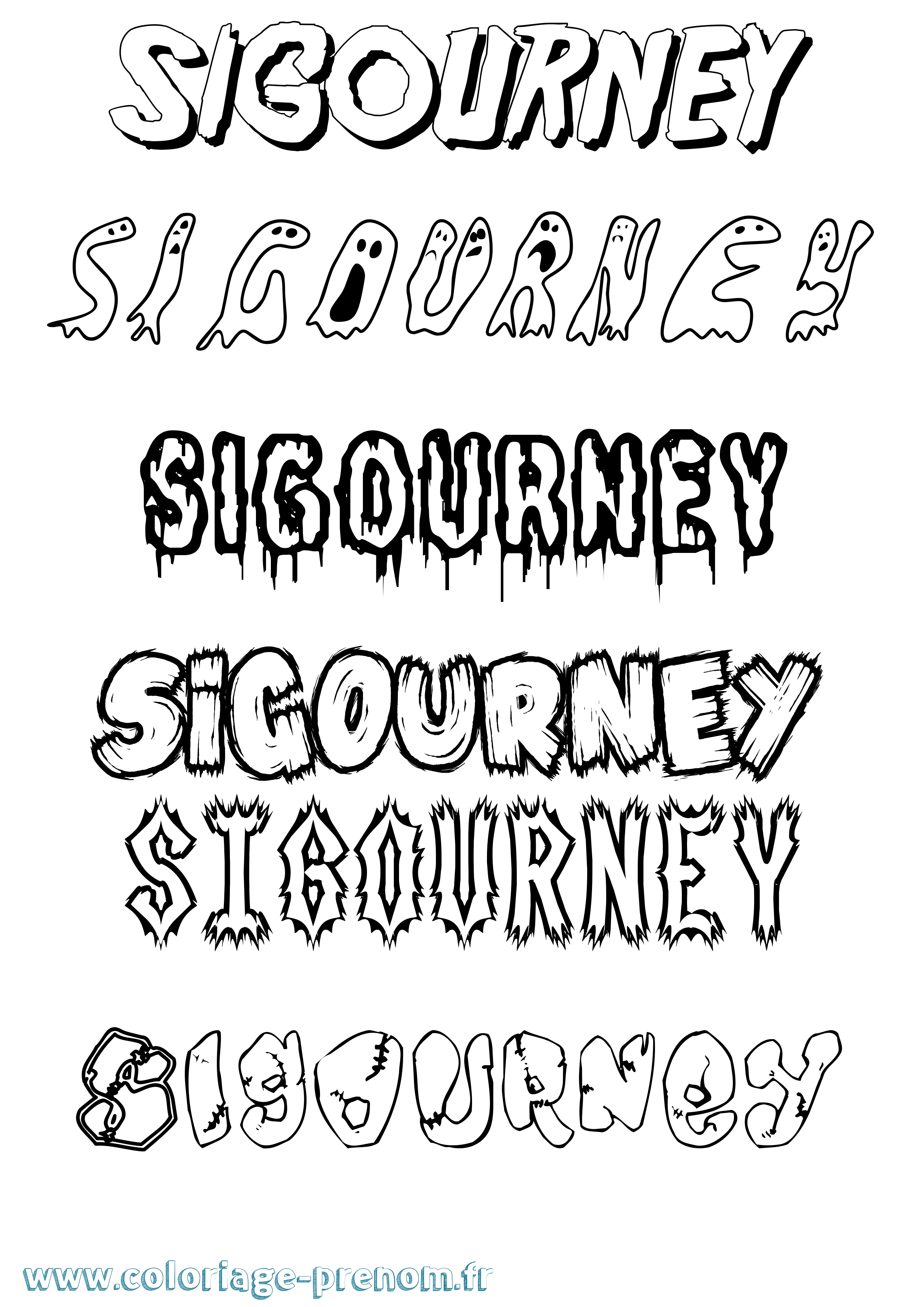 Coloriage Sigourney Frisson Coloriage prénom Sigourney Frisson