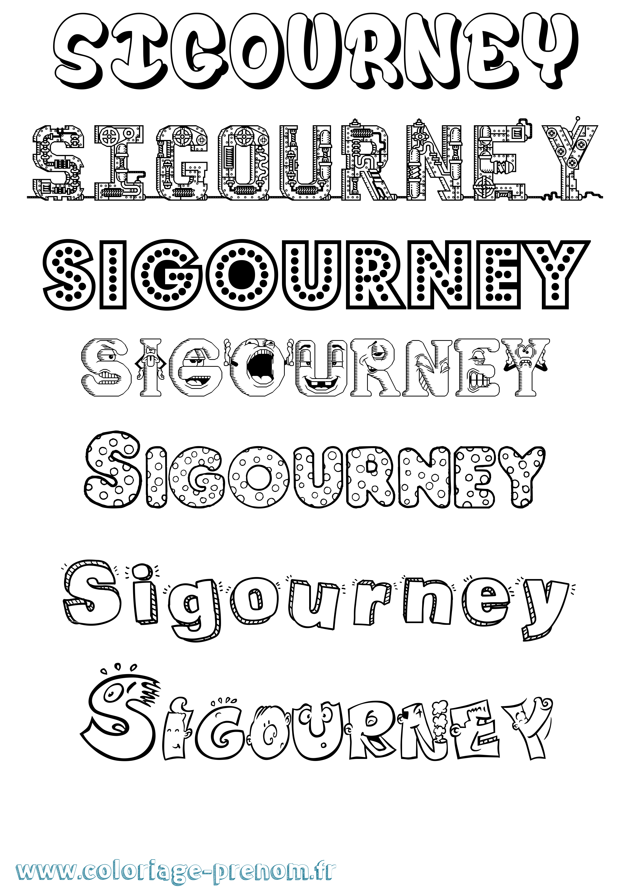 Coloriage Sigourney Fun Coloriage prénom Sigourney Fun
