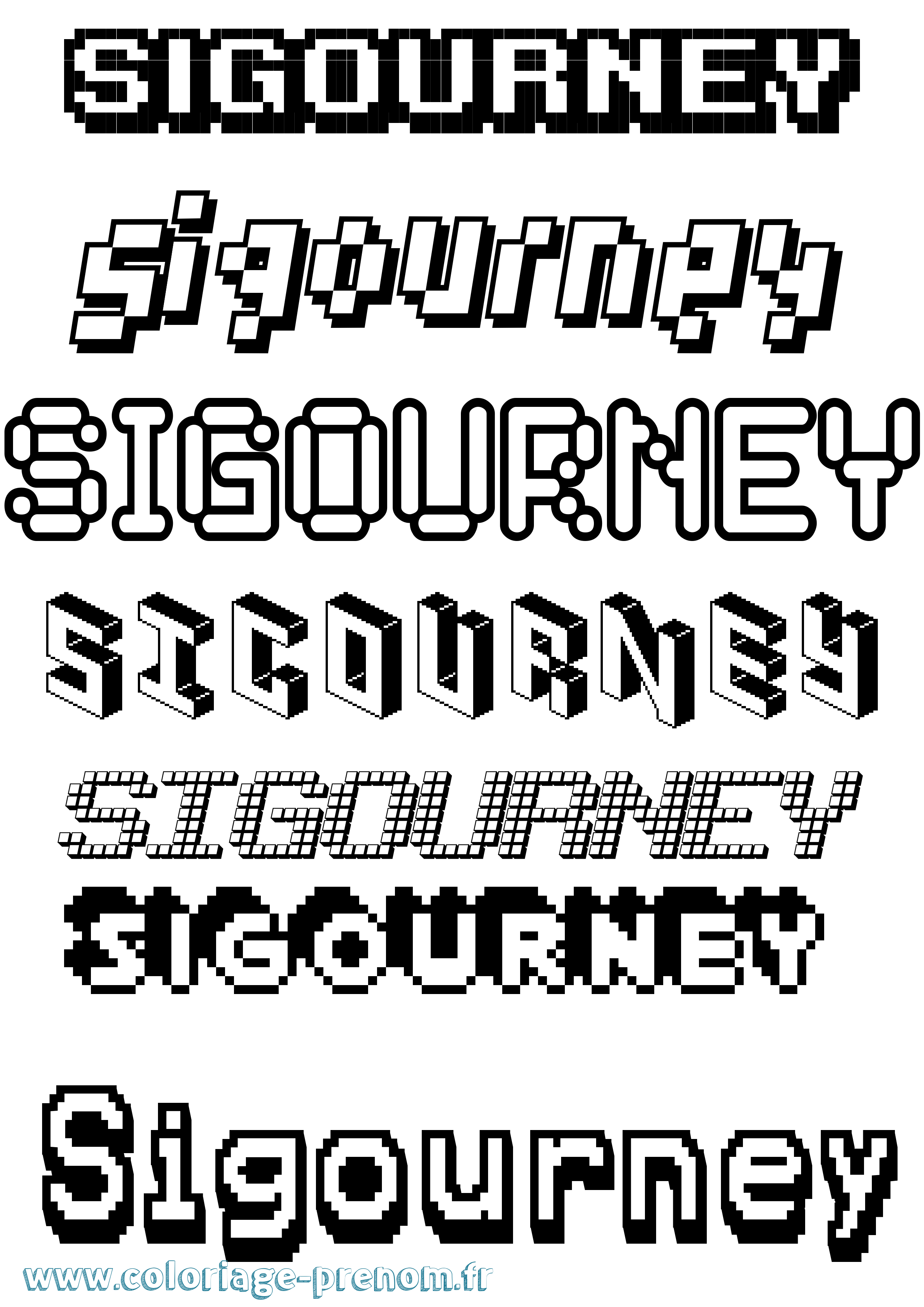 Coloriage Sigourney Pixel Coloriage prénom Sigourney Pixel