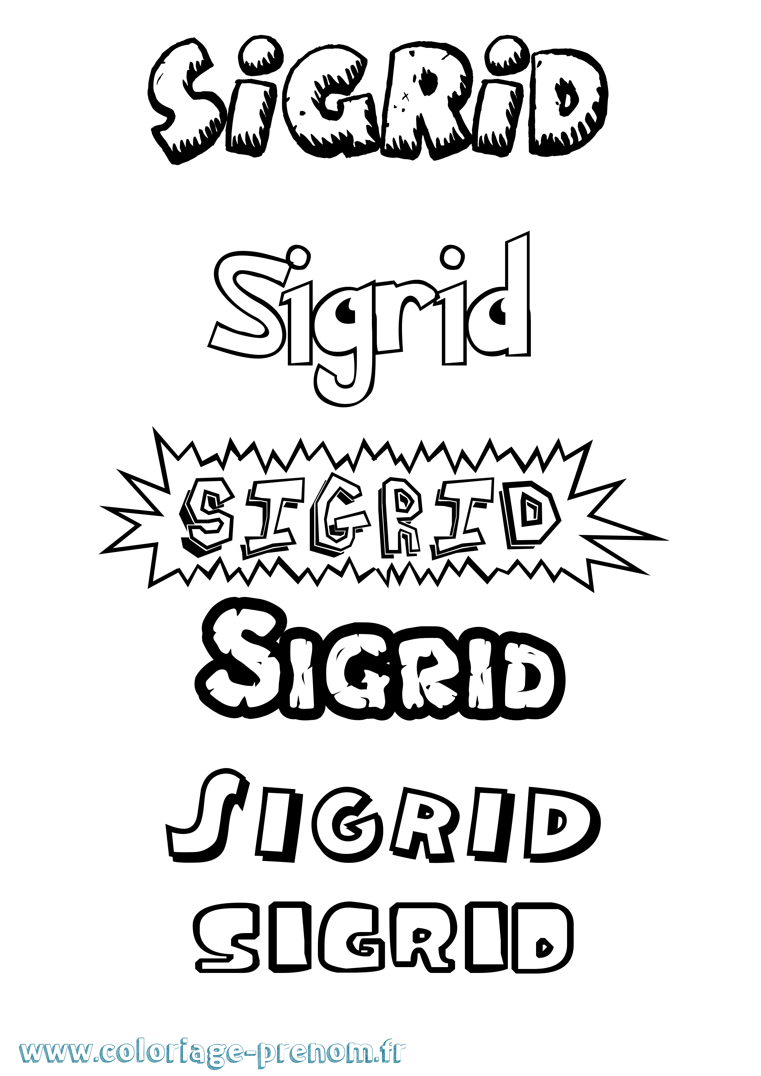 Coloriage Sigrid Dessin Animé Coloriage prénom Sigrid Dessin Animé
