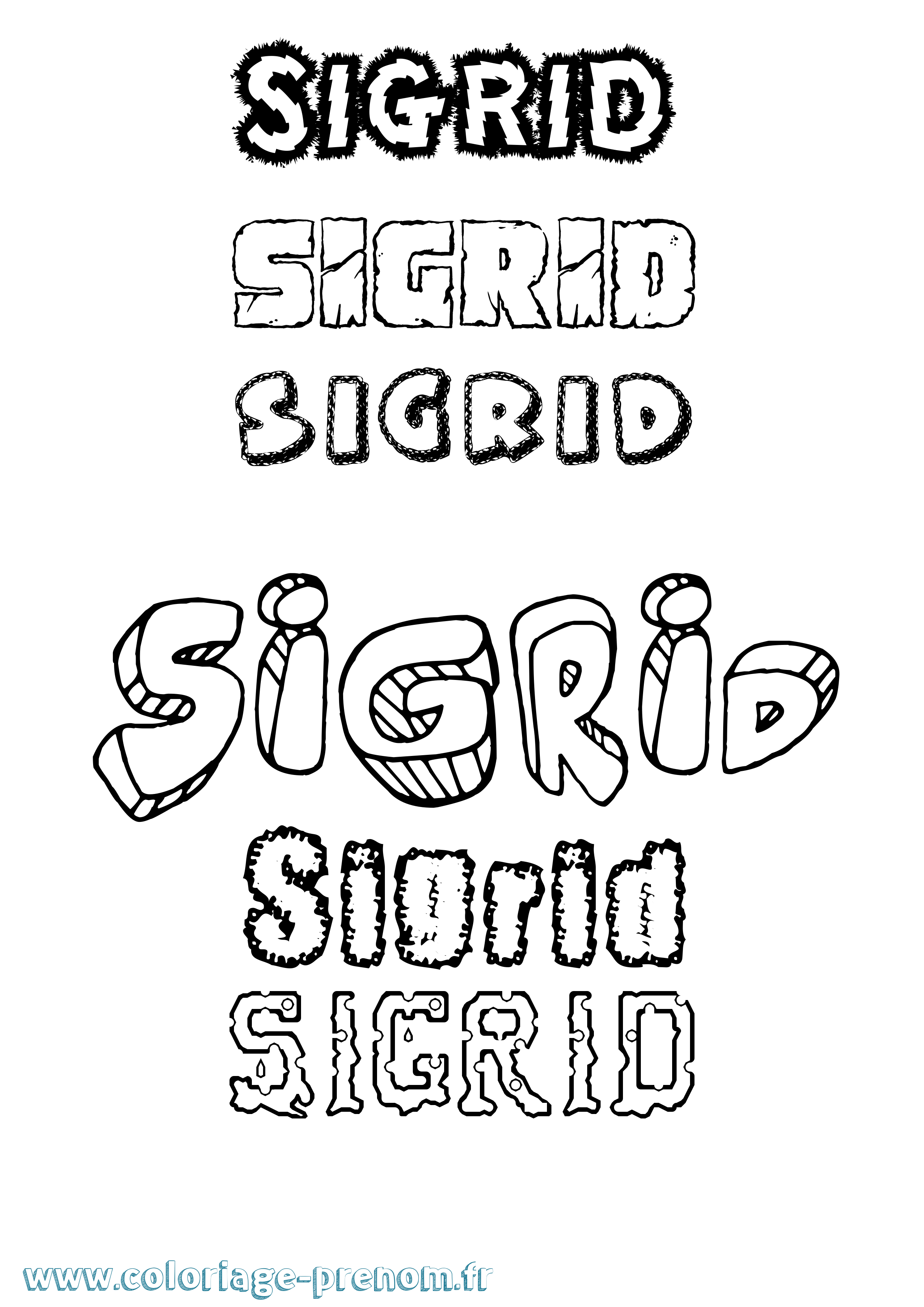Coloriage Sigrid Destructuré Coloriage prénom Sigrid Destructuré