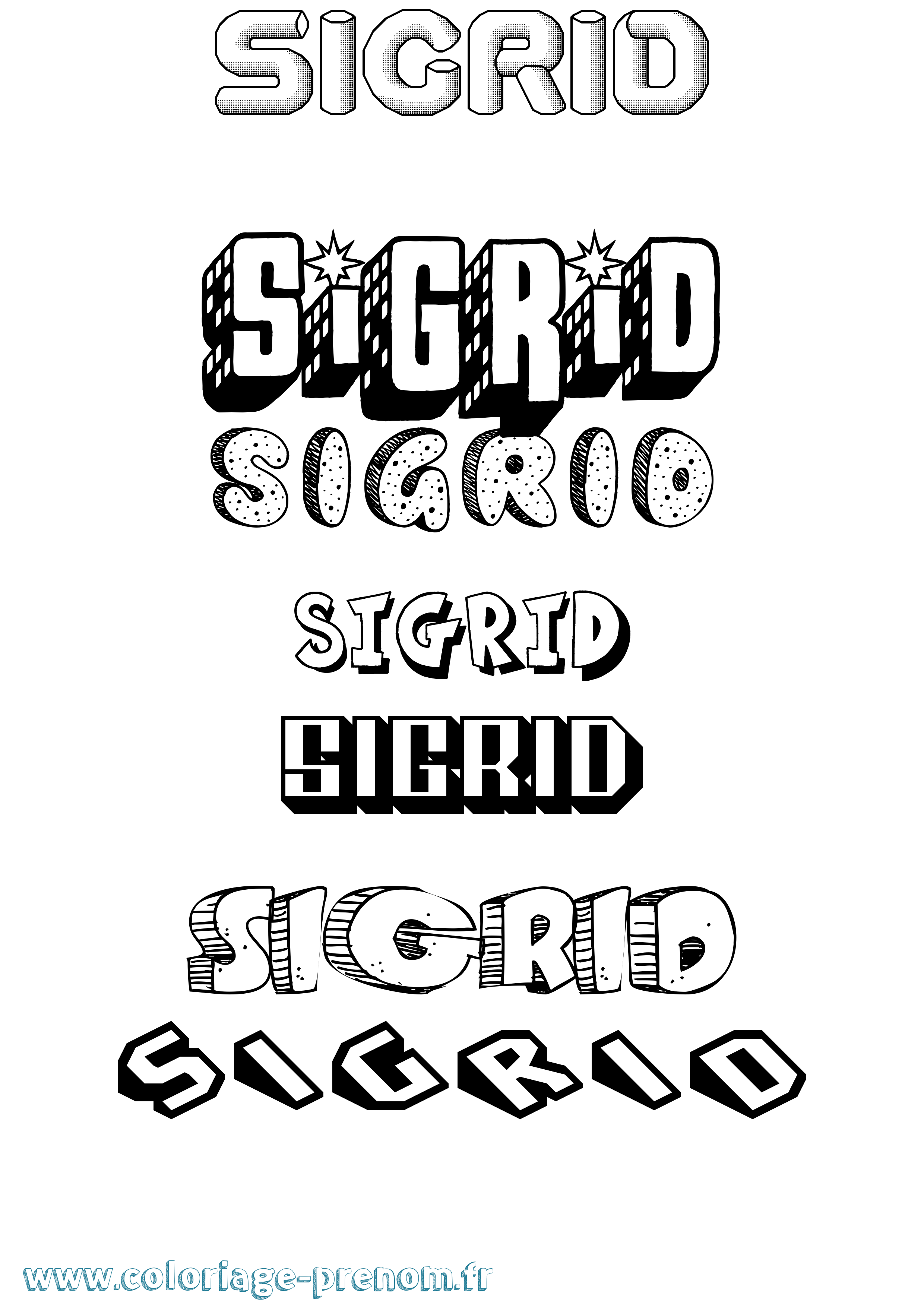 Coloriage Sigrid Effet 3D Coloriage prénom Sigrid Effet 3D