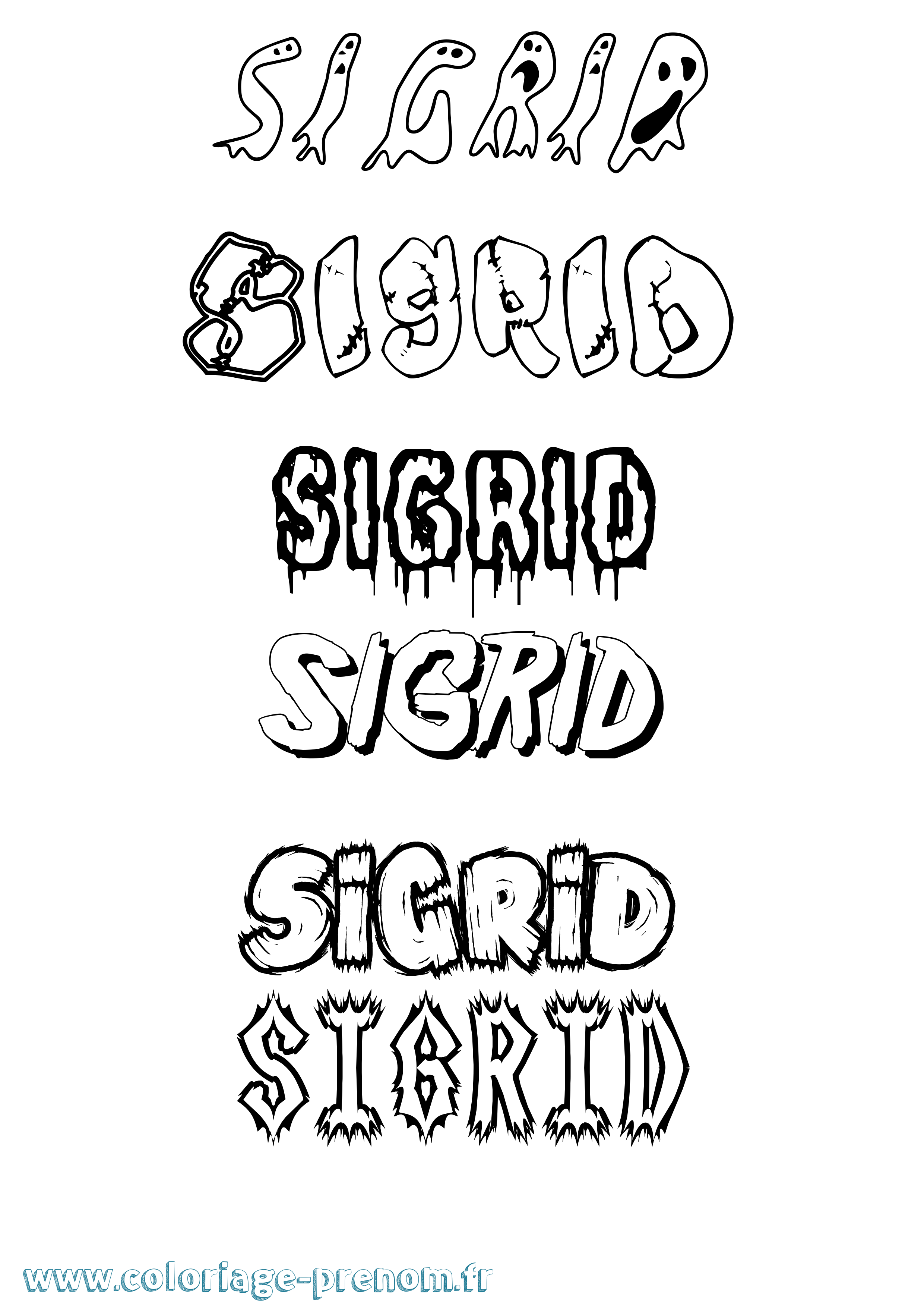 Coloriage Sigrid Frisson Coloriage prénom Sigrid Frisson