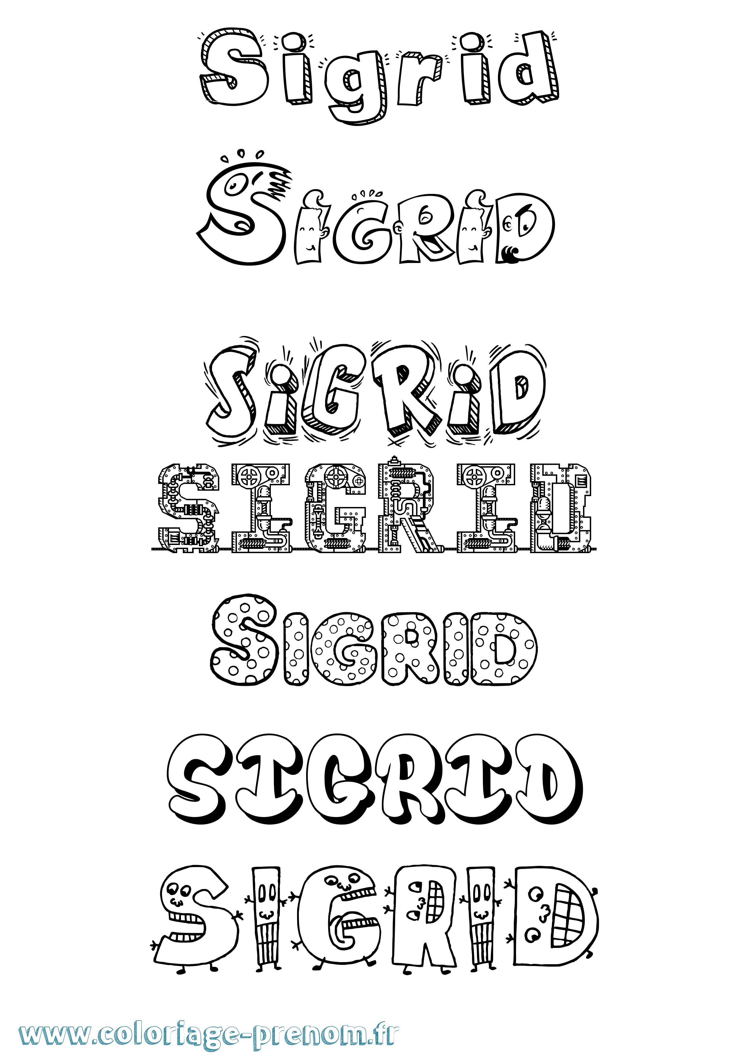 Coloriage Sigrid Fun Coloriage prénom Sigrid Fun