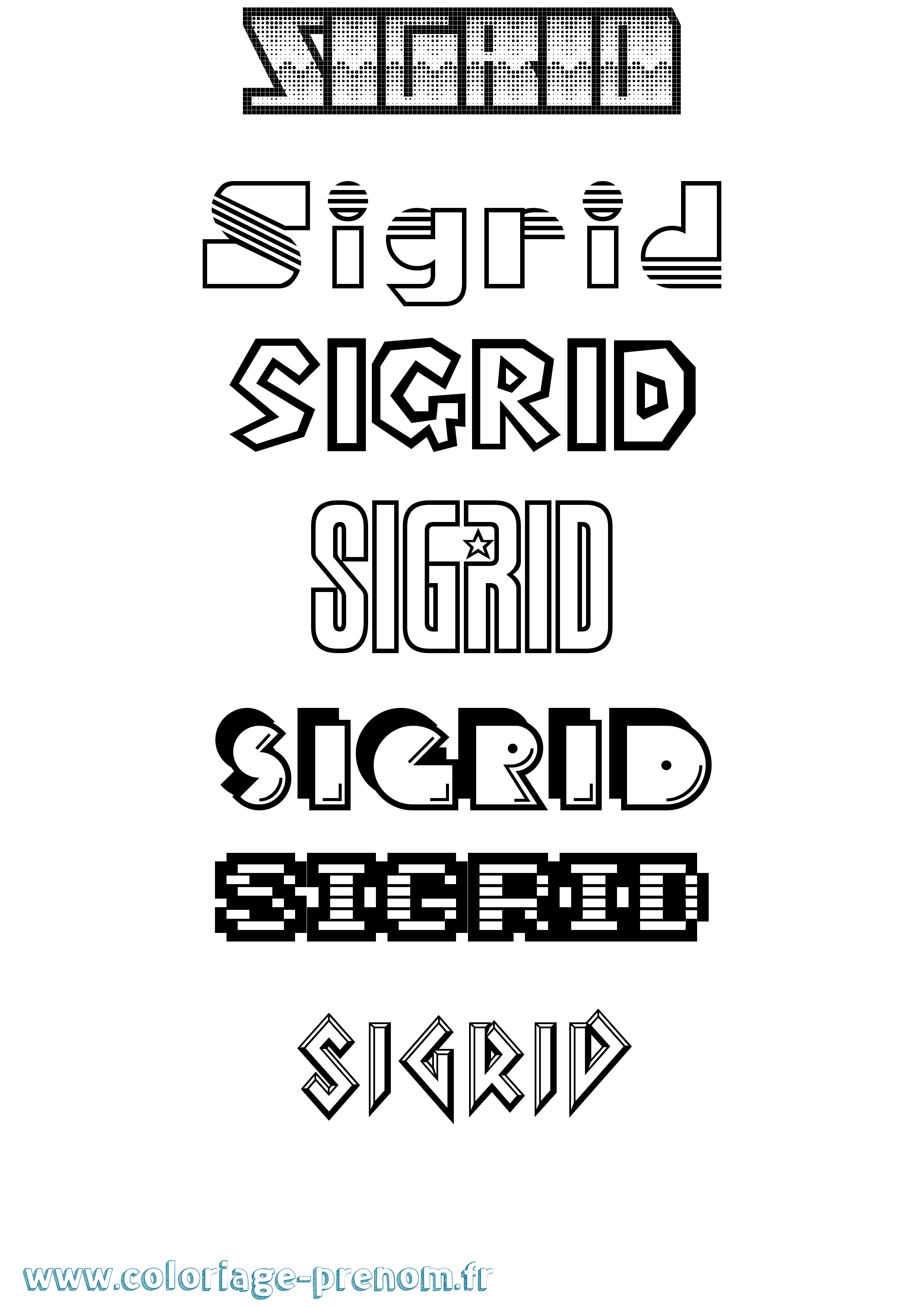 Coloriage Sigrid Jeux Vidéos Coloriage prénom Sigrid Jeux Vidéos