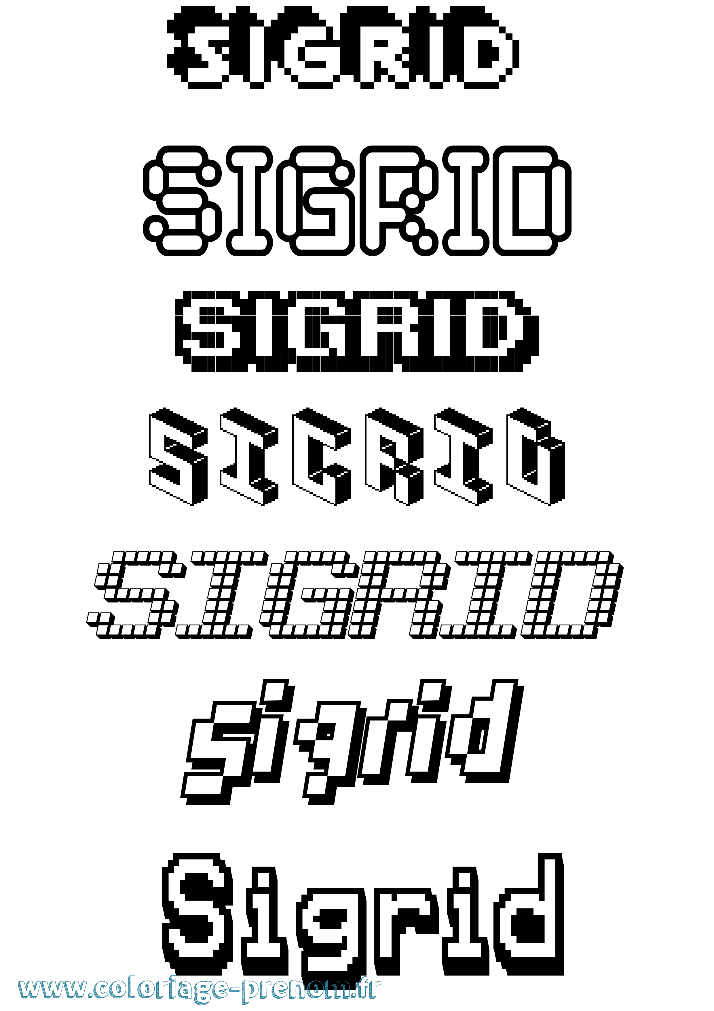 Coloriage Sigrid Pixel Coloriage prénom Sigrid Pixel