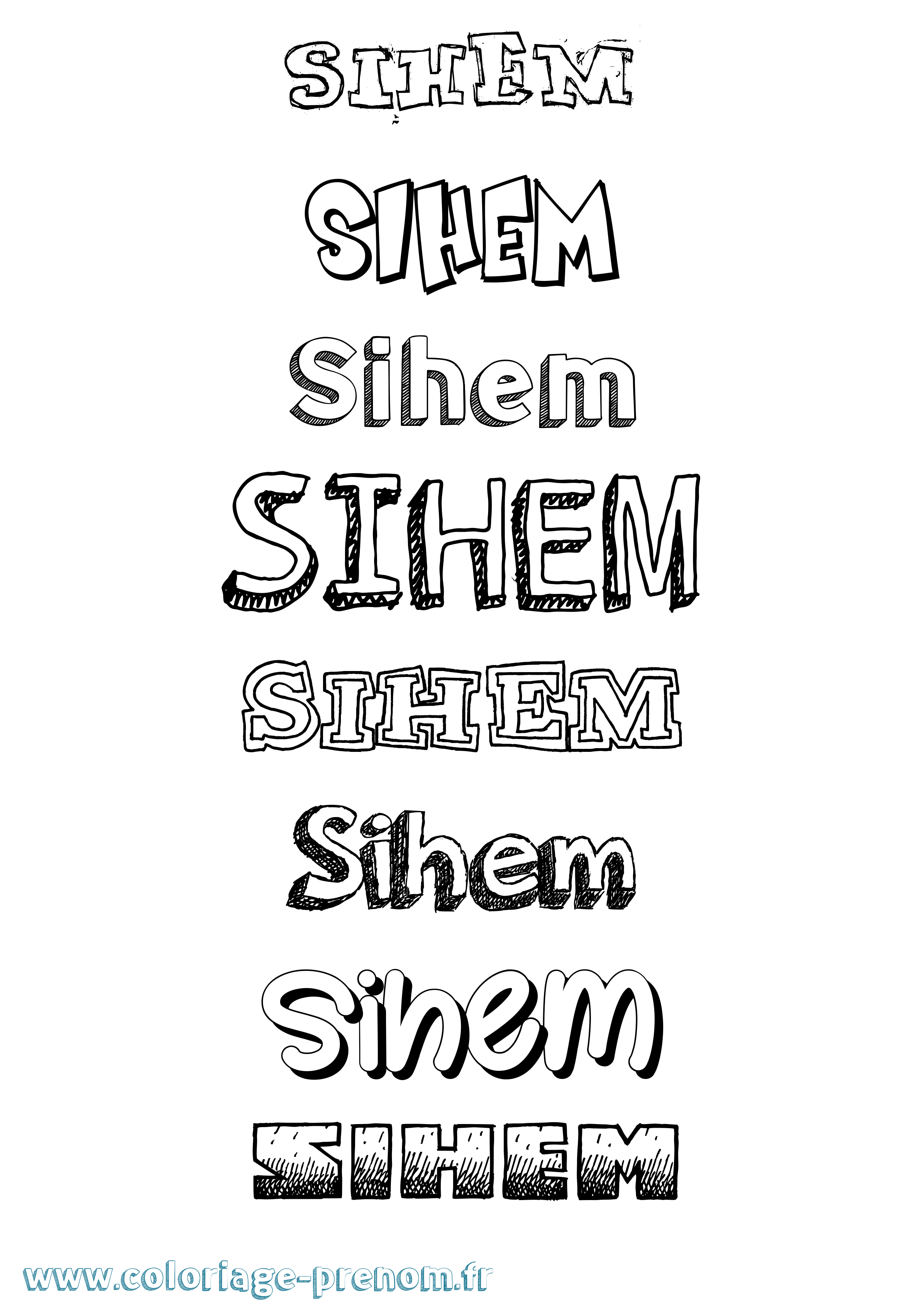 Coloriage Sihem Dessiné Coloriage prénom Sihem Dessiné