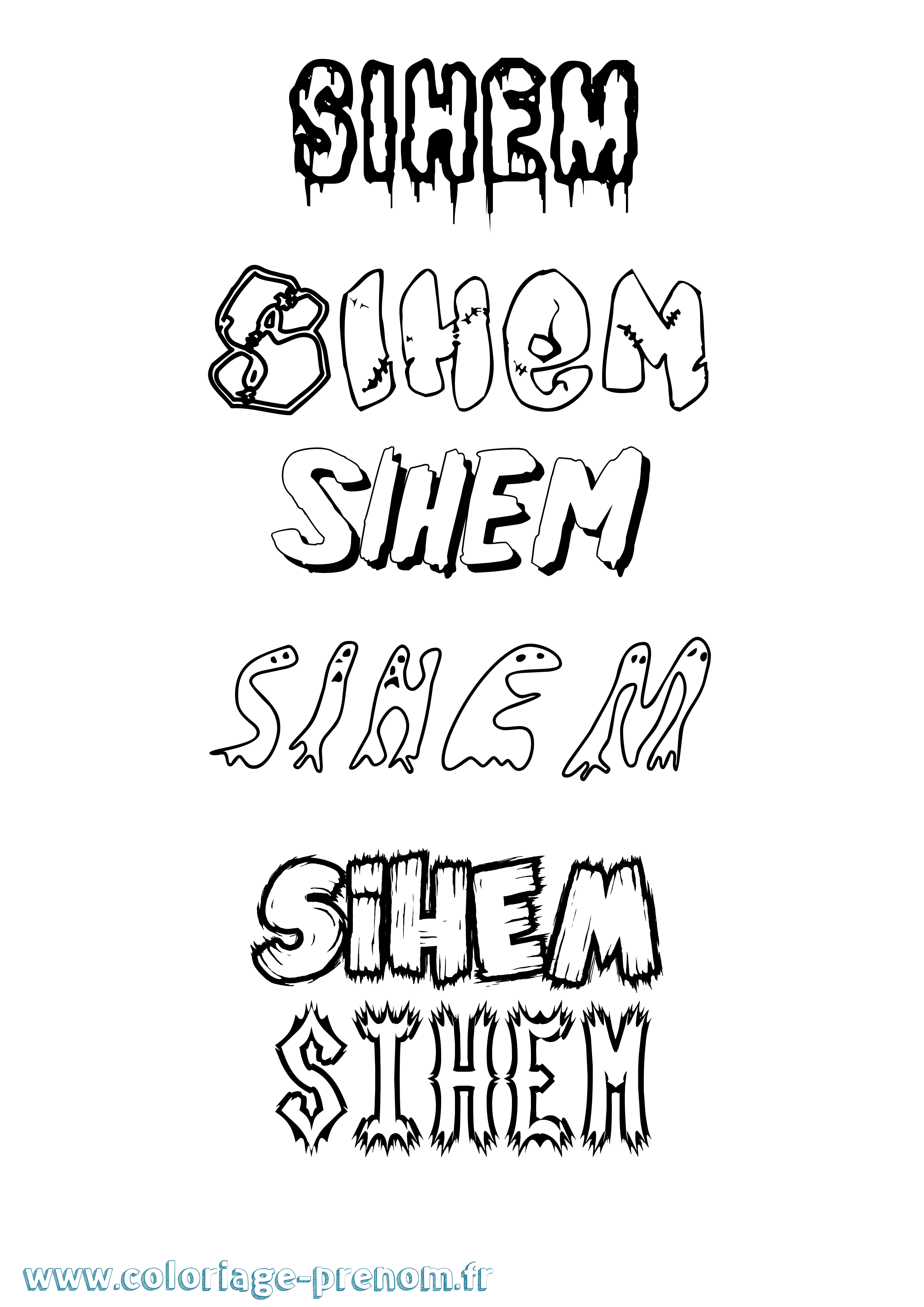 Coloriage Sihem Frisson Coloriage prénom Sihem Frisson
