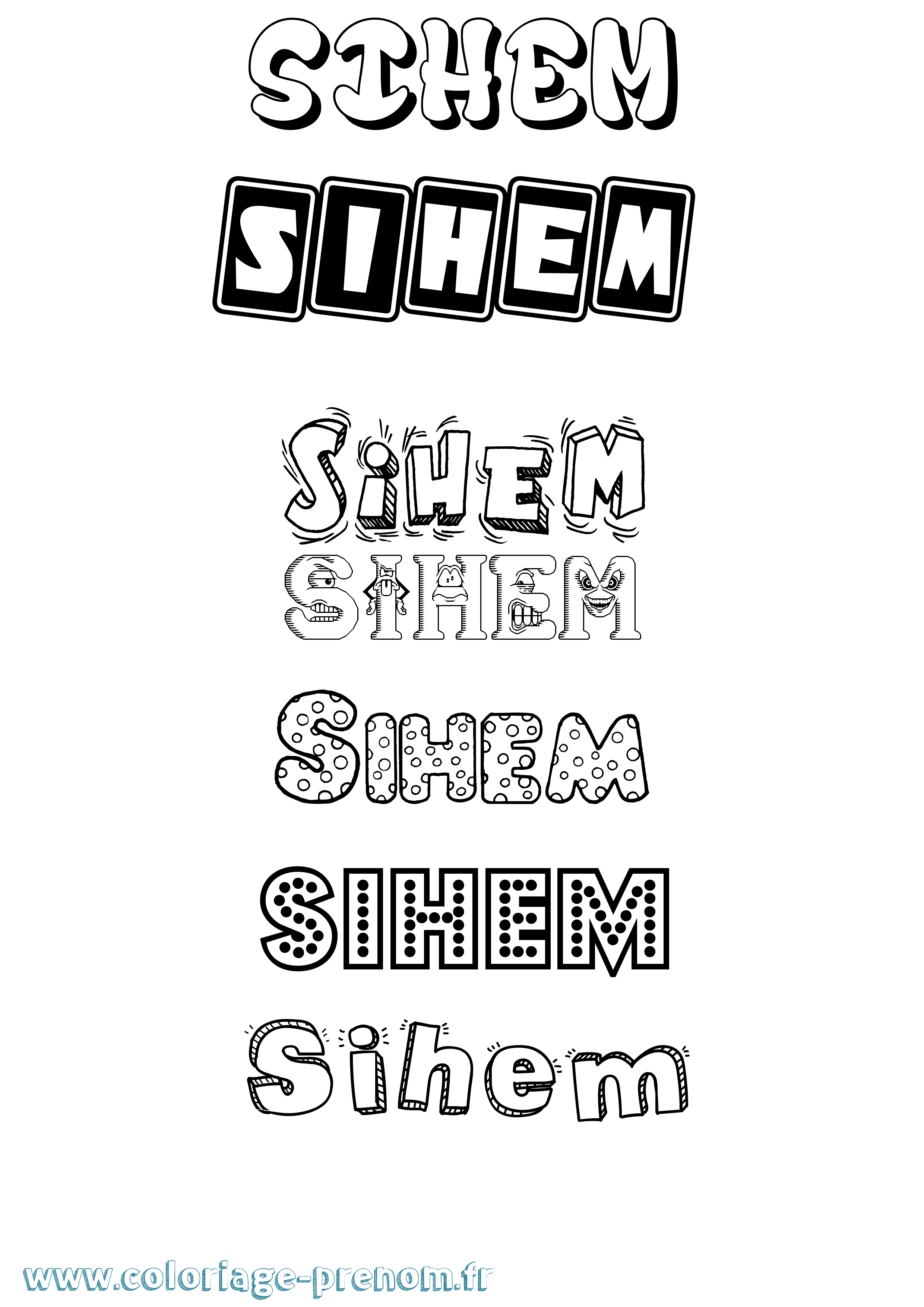 Coloriage Sihem Fun Coloriage prénom Sihem Fun