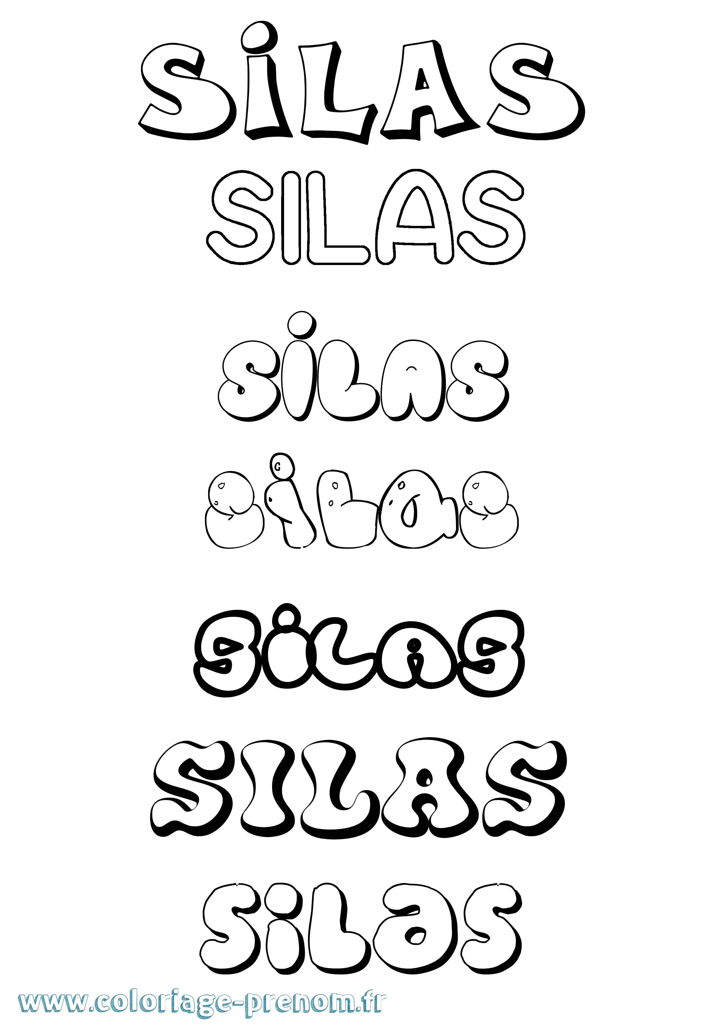 Coloriage Silas Bubble Coloriage prénom Silas Bubble