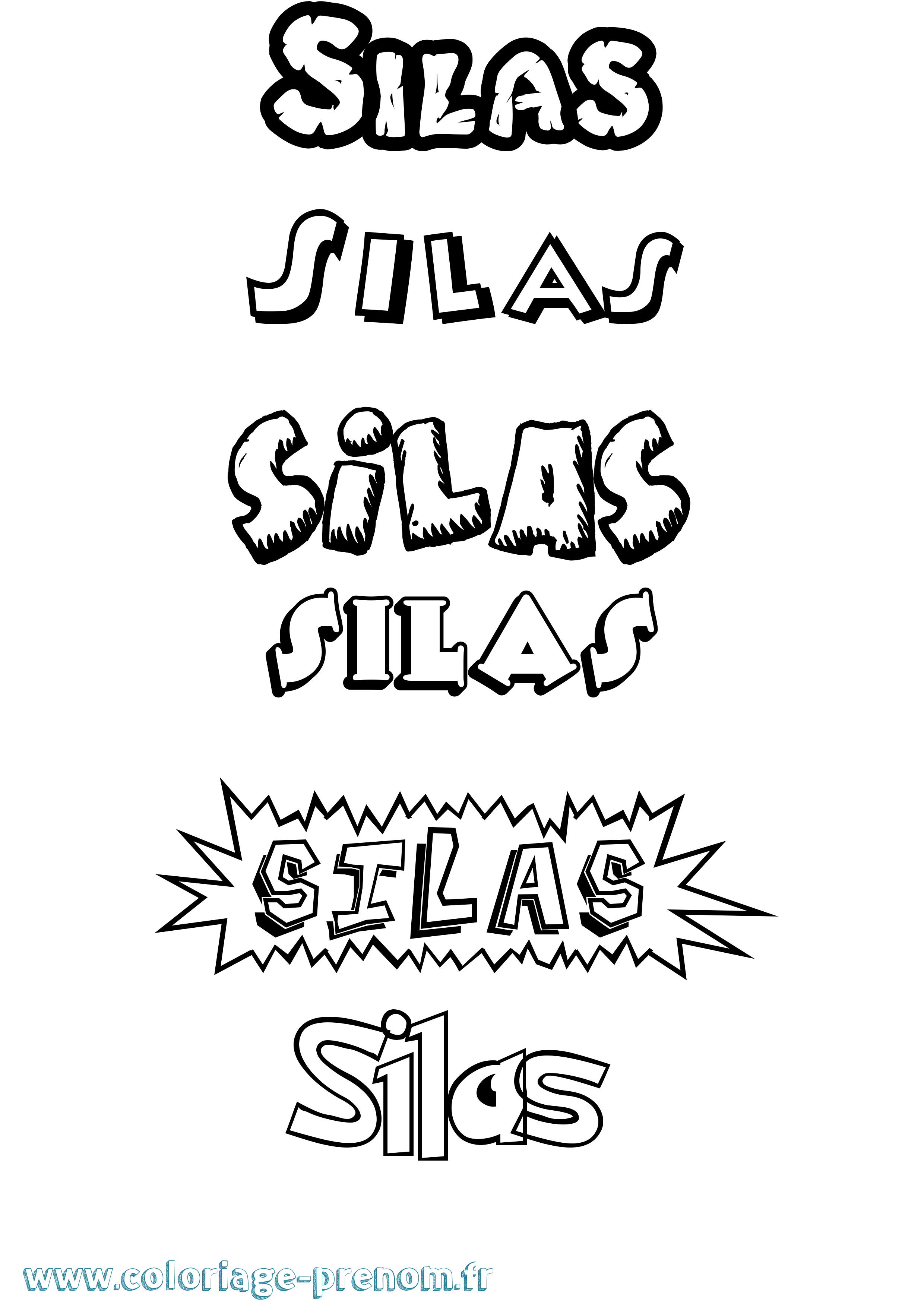 Coloriage Silas Dessin Animé Coloriage prénom Silas Dessin Animé