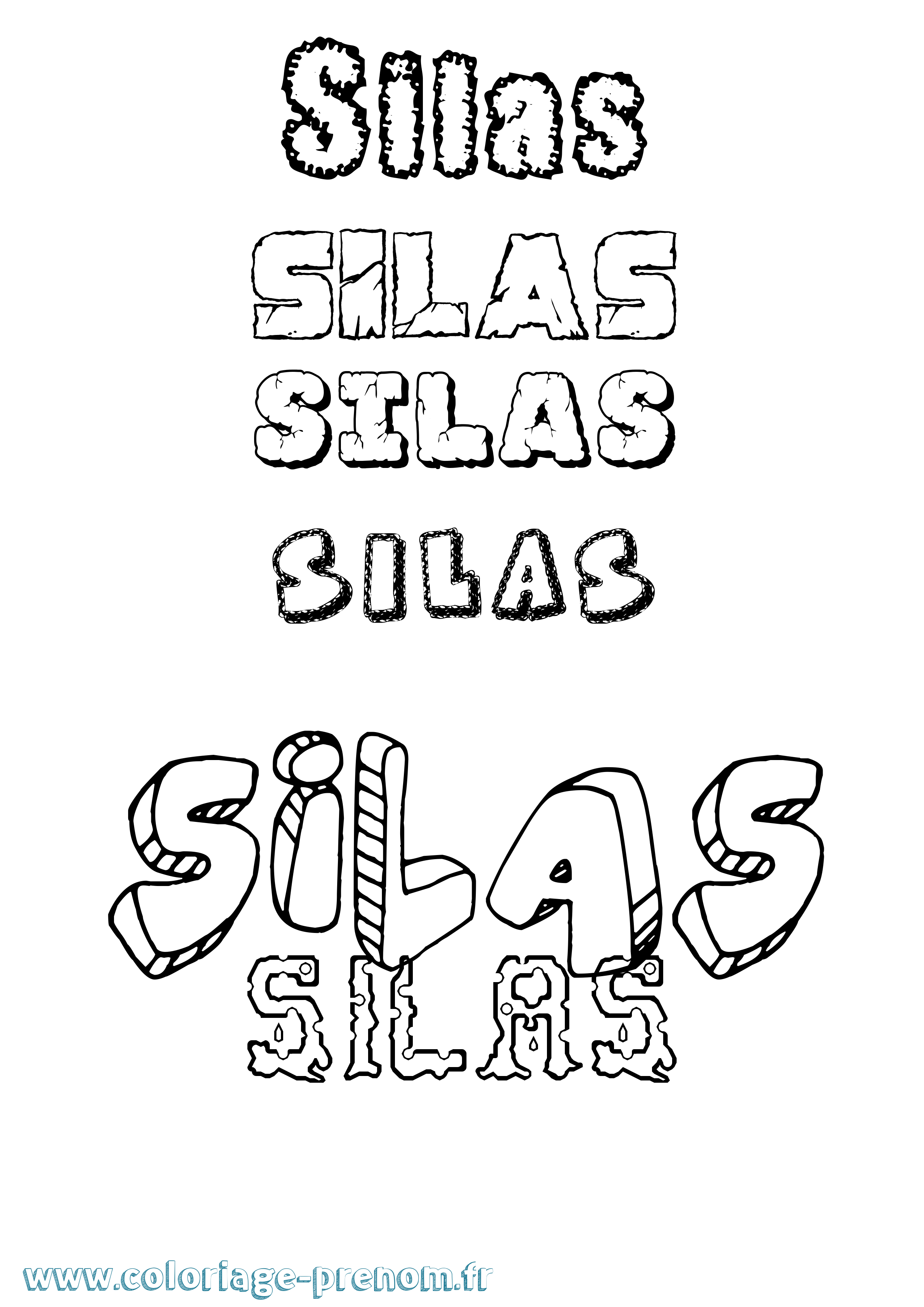 Coloriage Silas Destructuré Coloriage prénom Silas Destructuré
