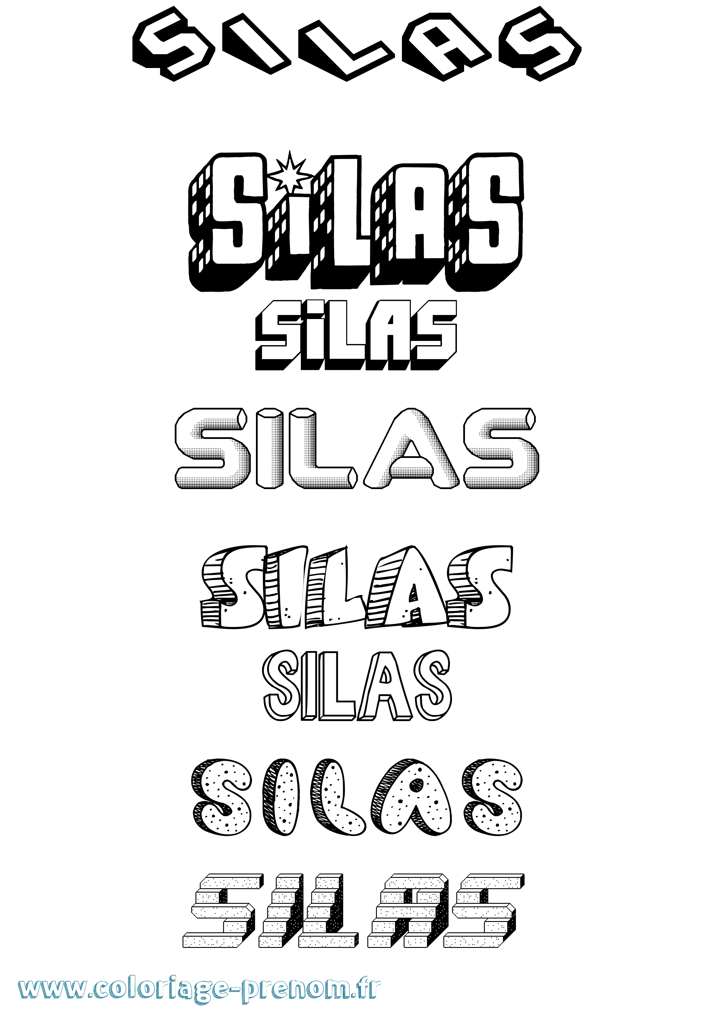 Coloriage Silas Effet 3D Coloriage prénom Silas Effet 3D