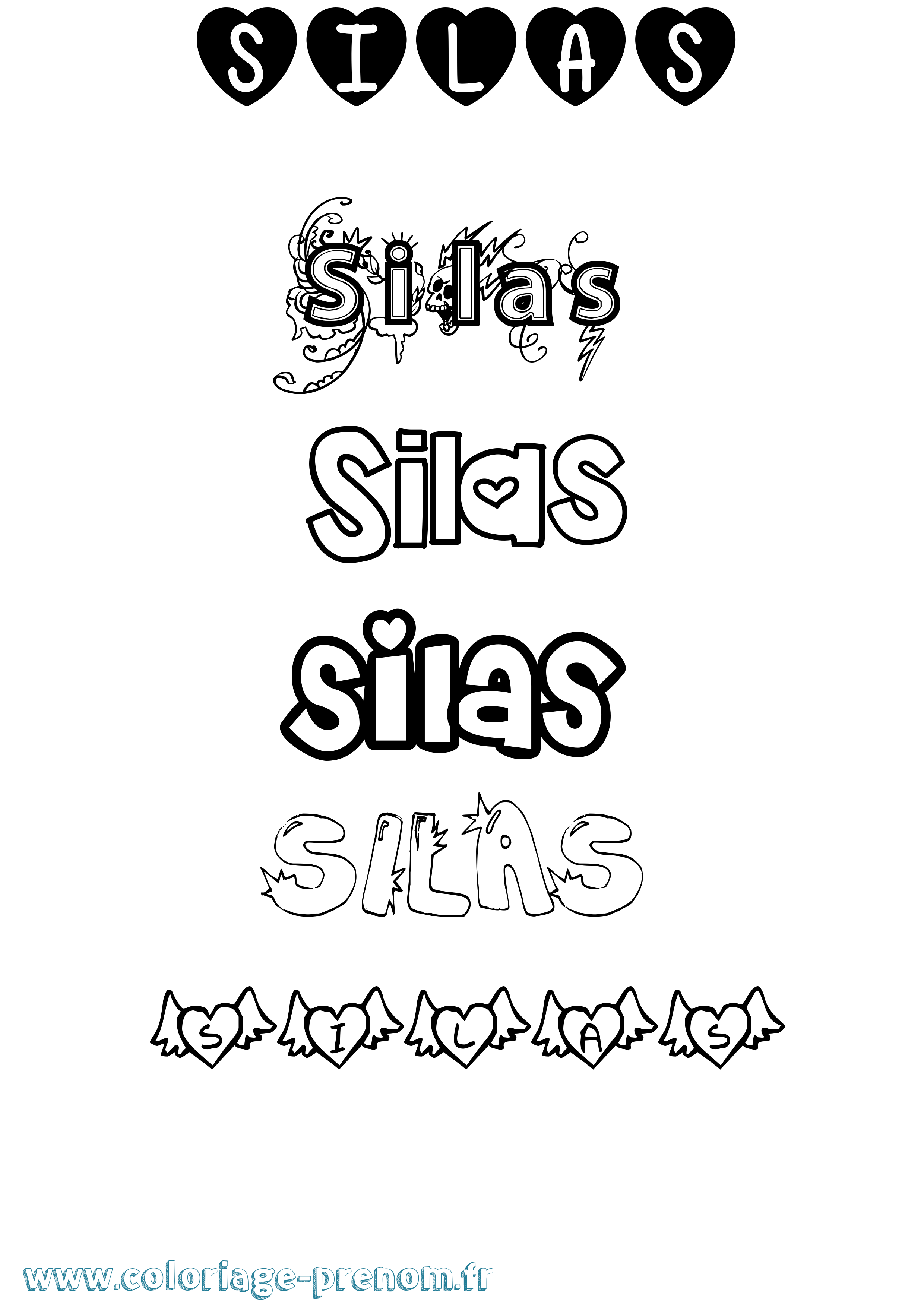 Coloriage Silas Girly Coloriage prénom Silas Girly