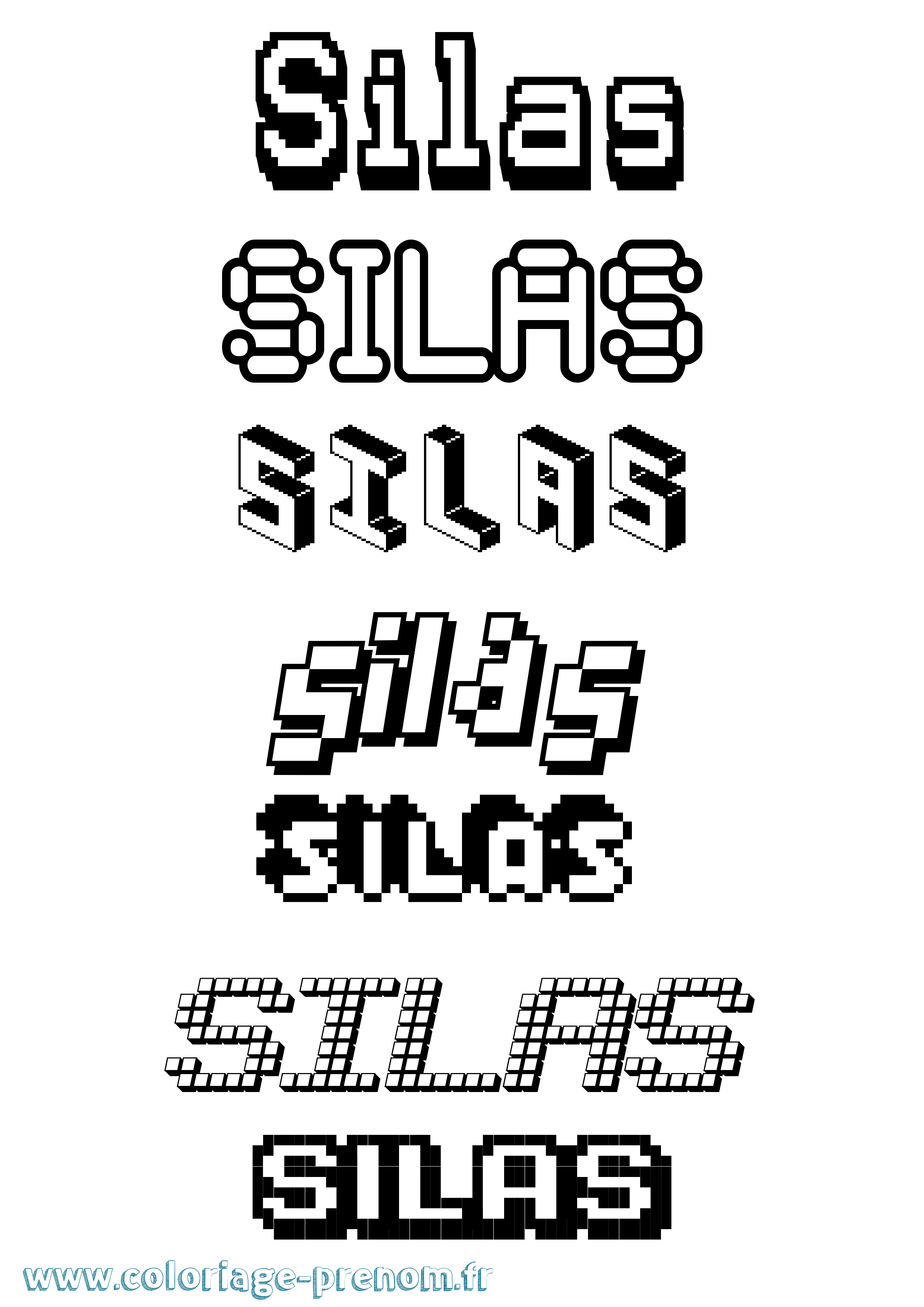 Coloriage Silas Pixel Coloriage prénom Silas Pixel