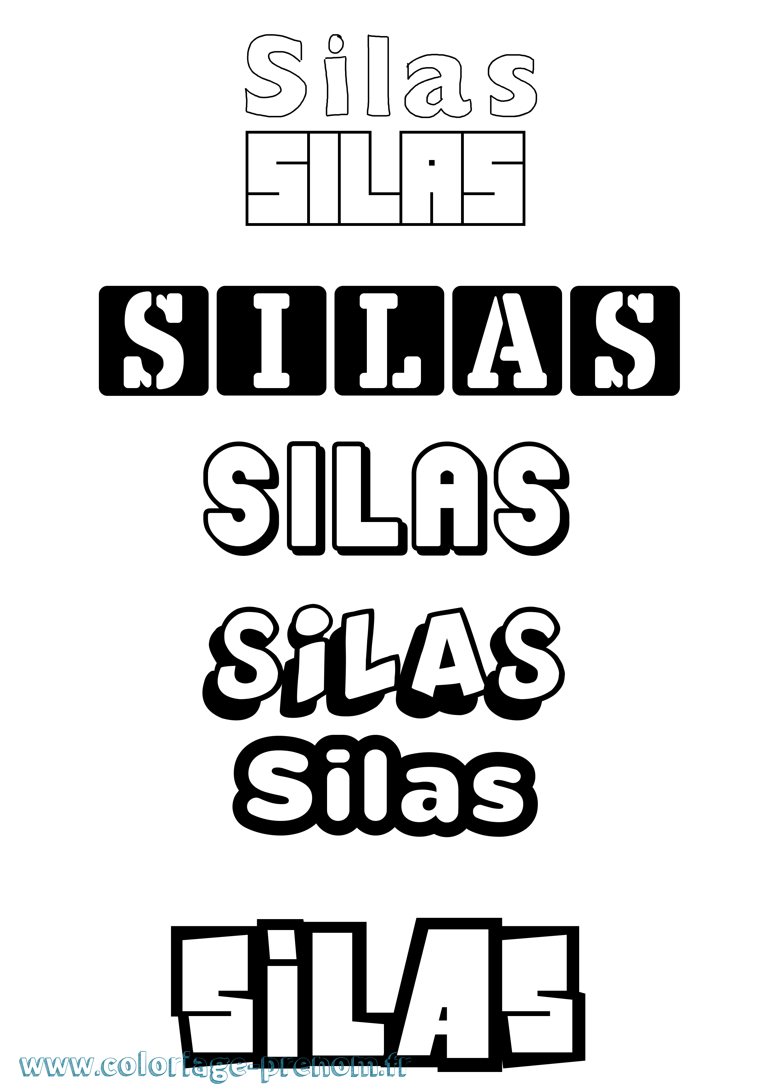 Coloriage Silas Simple Coloriage prénom Silas Simple