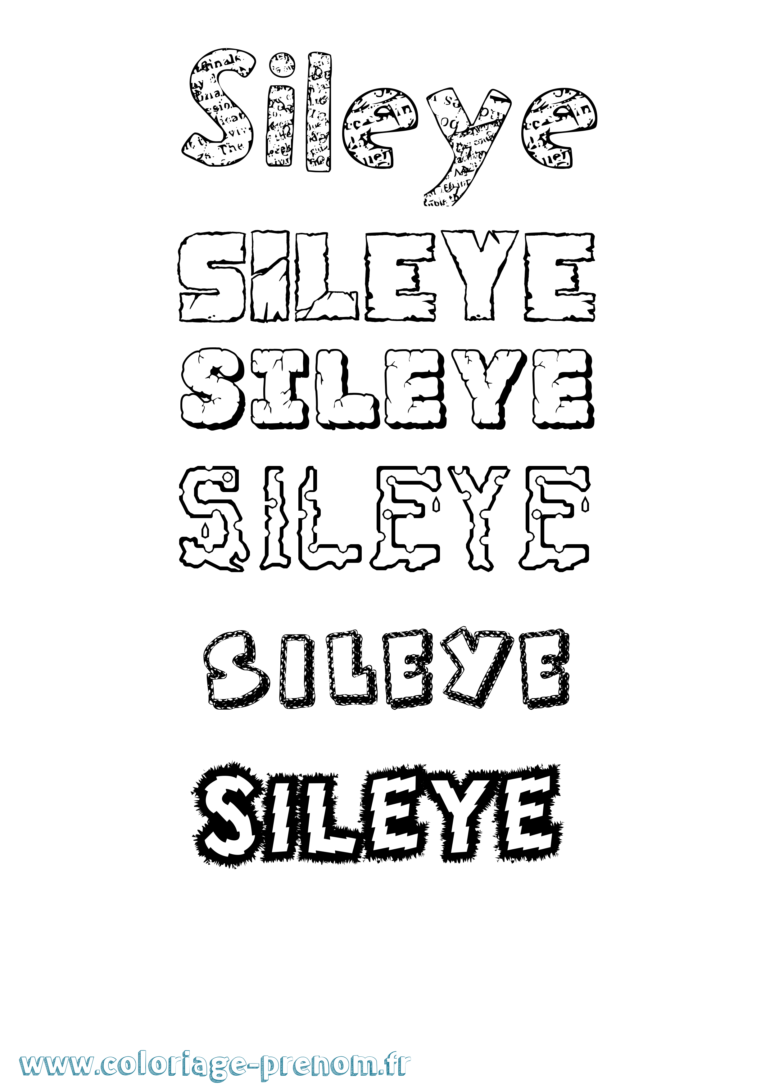 Coloriage Sileye Destructuré Coloriage prénom Sileye Destructuré