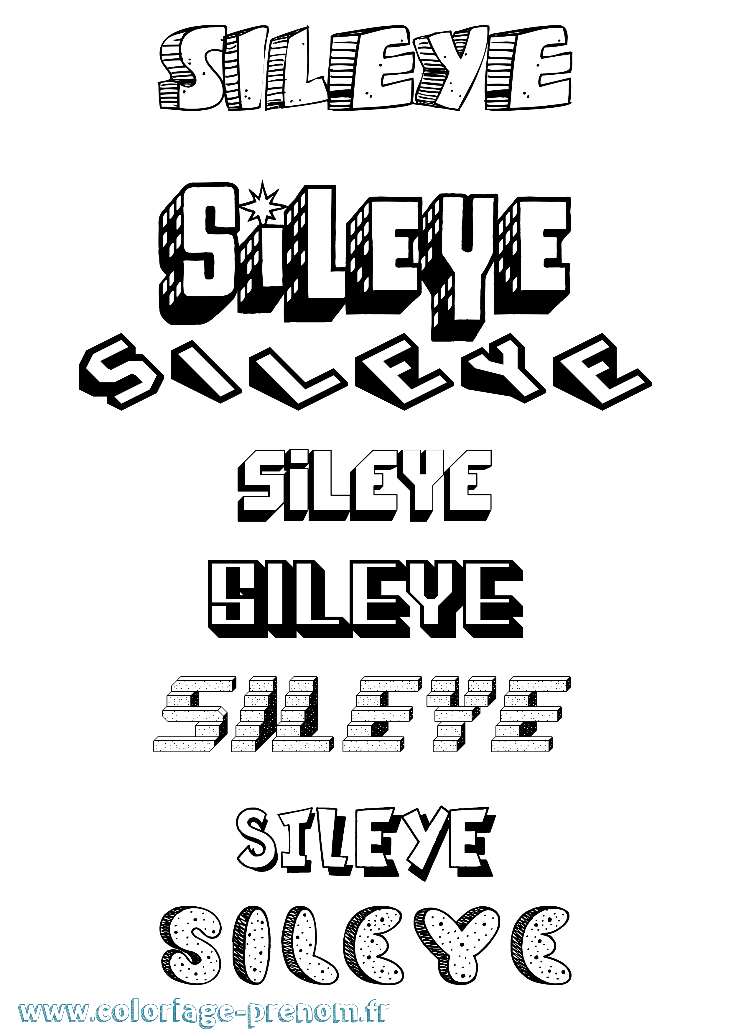 Coloriage Sileye Effet 3D Coloriage prénom Sileye Effet 3D
