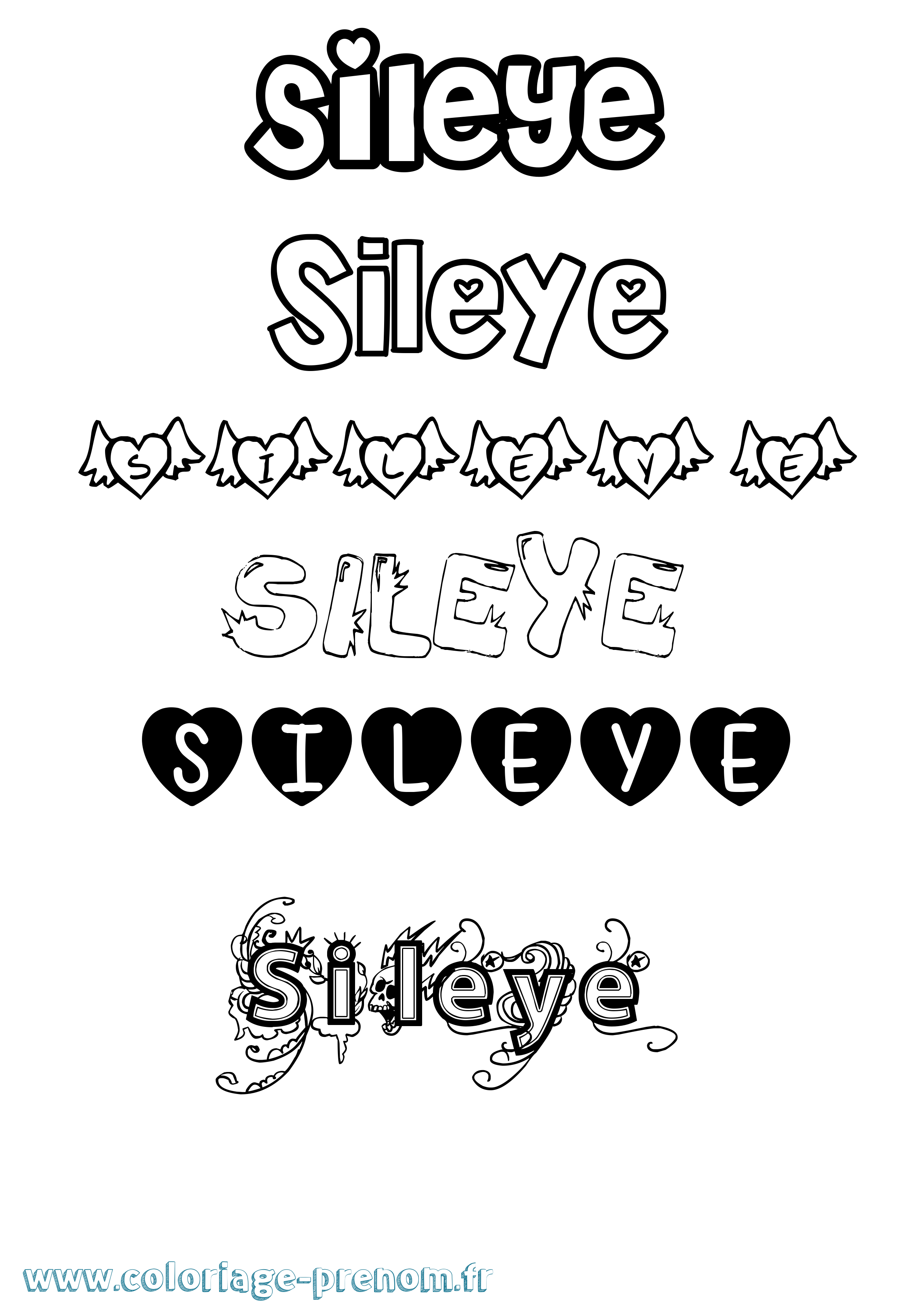 Coloriage Sileye Girly Coloriage prénom Sileye Girly