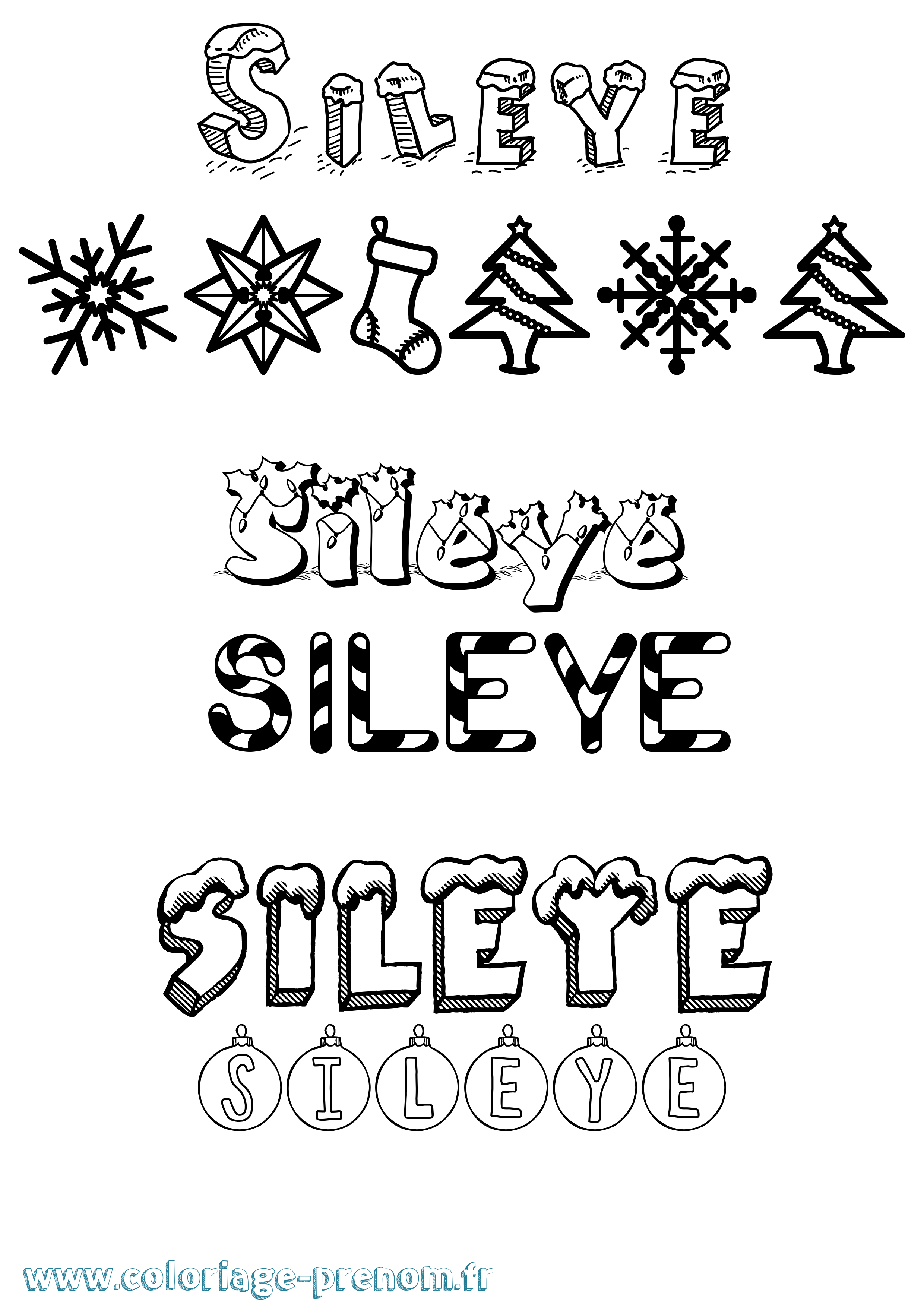 Coloriage Sileye Noël Coloriage prénom Sileye Noël