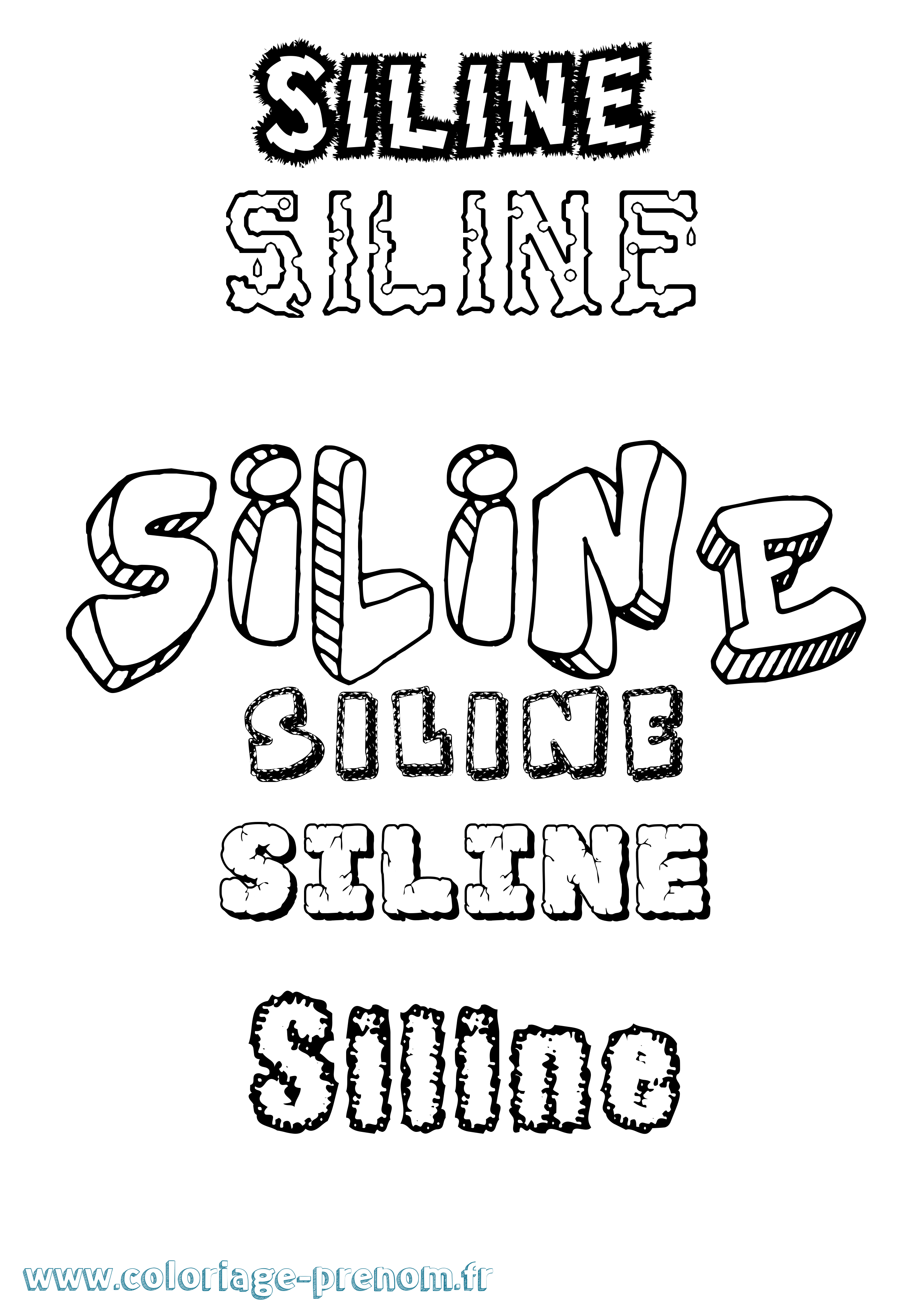 Coloriage Siline Destructuré Coloriage prénom Siline Destructuré