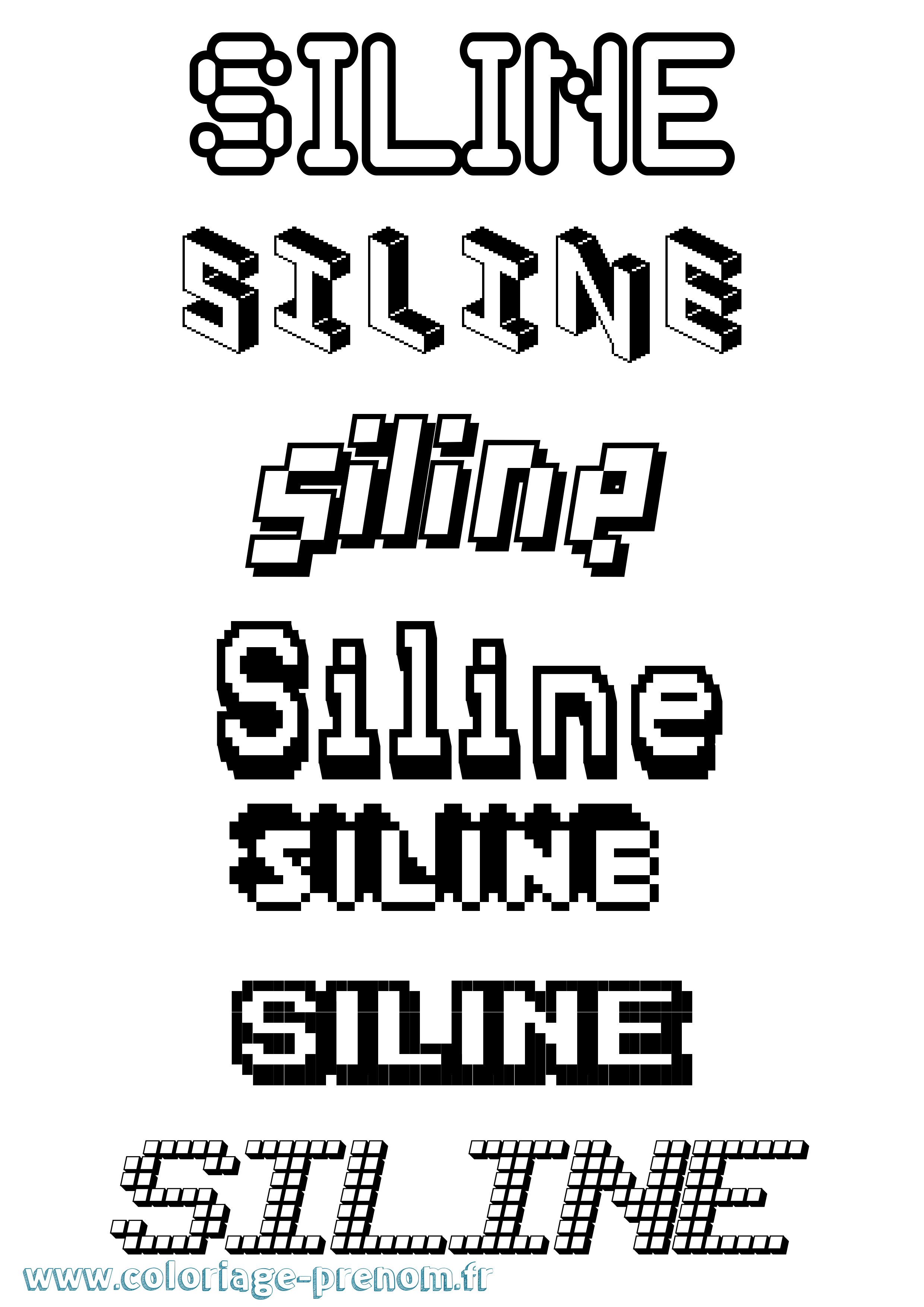 Coloriage Siline Pixel Coloriage prénom Siline Pixel