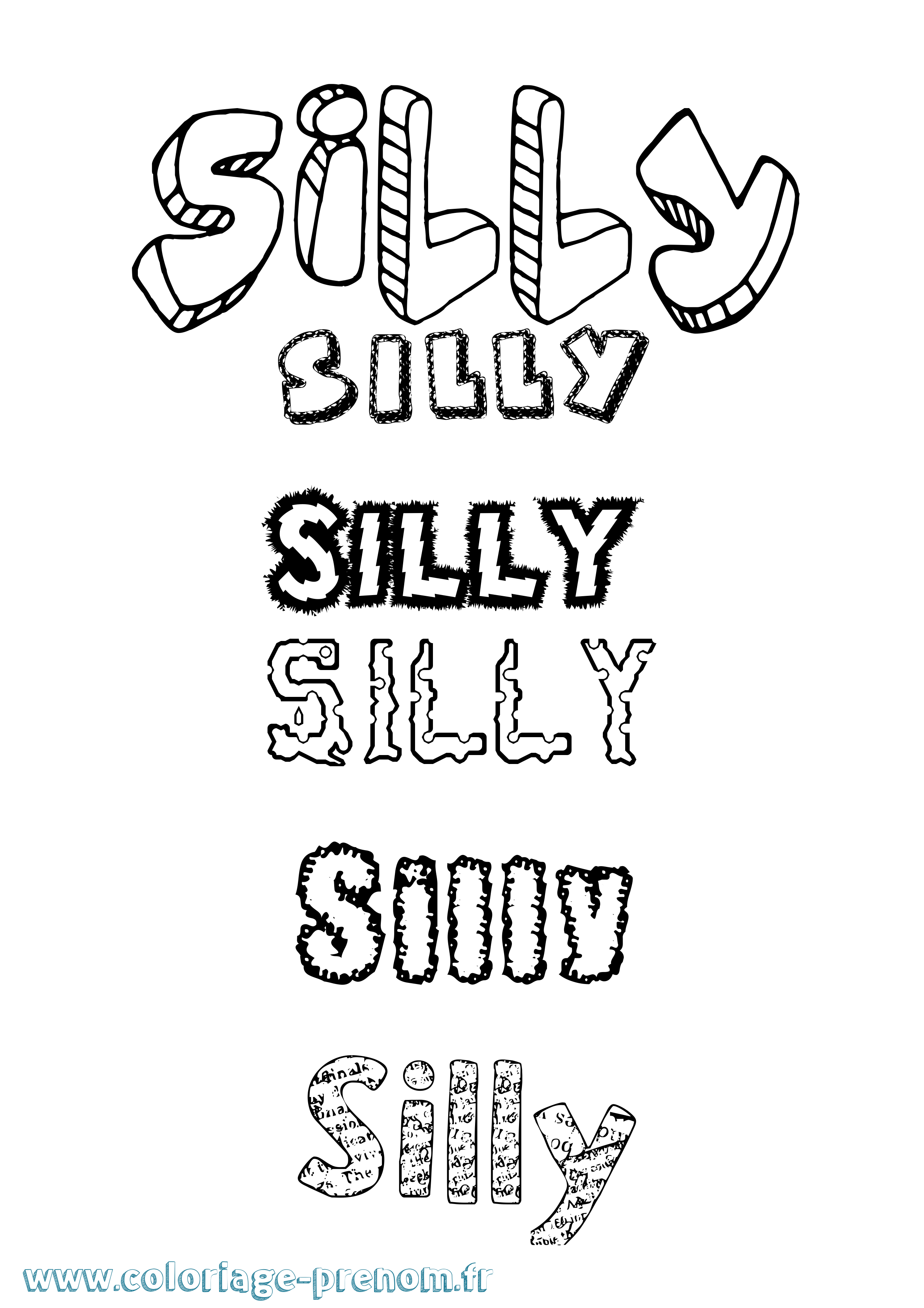 Coloriage Silly Destructuré Coloriage prénom Silly Destructuré