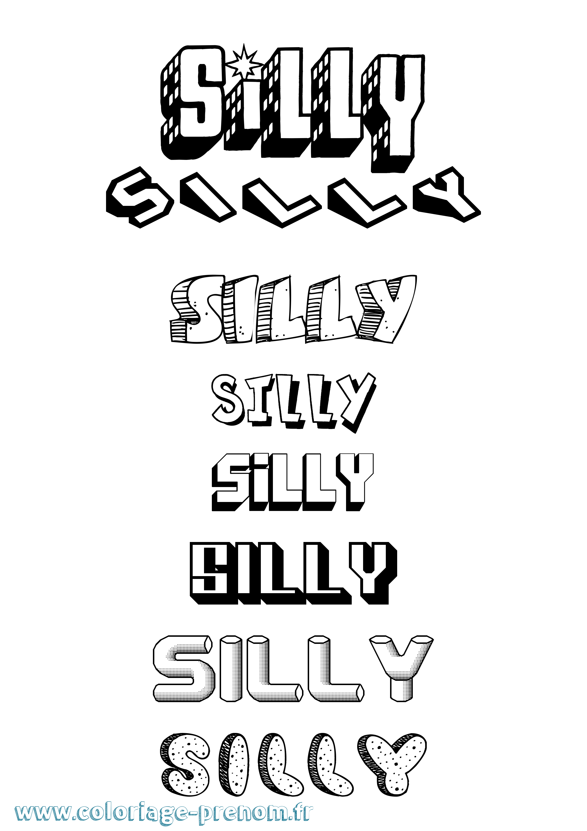 Coloriage Silly Effet 3D Coloriage prénom Silly Effet 3D