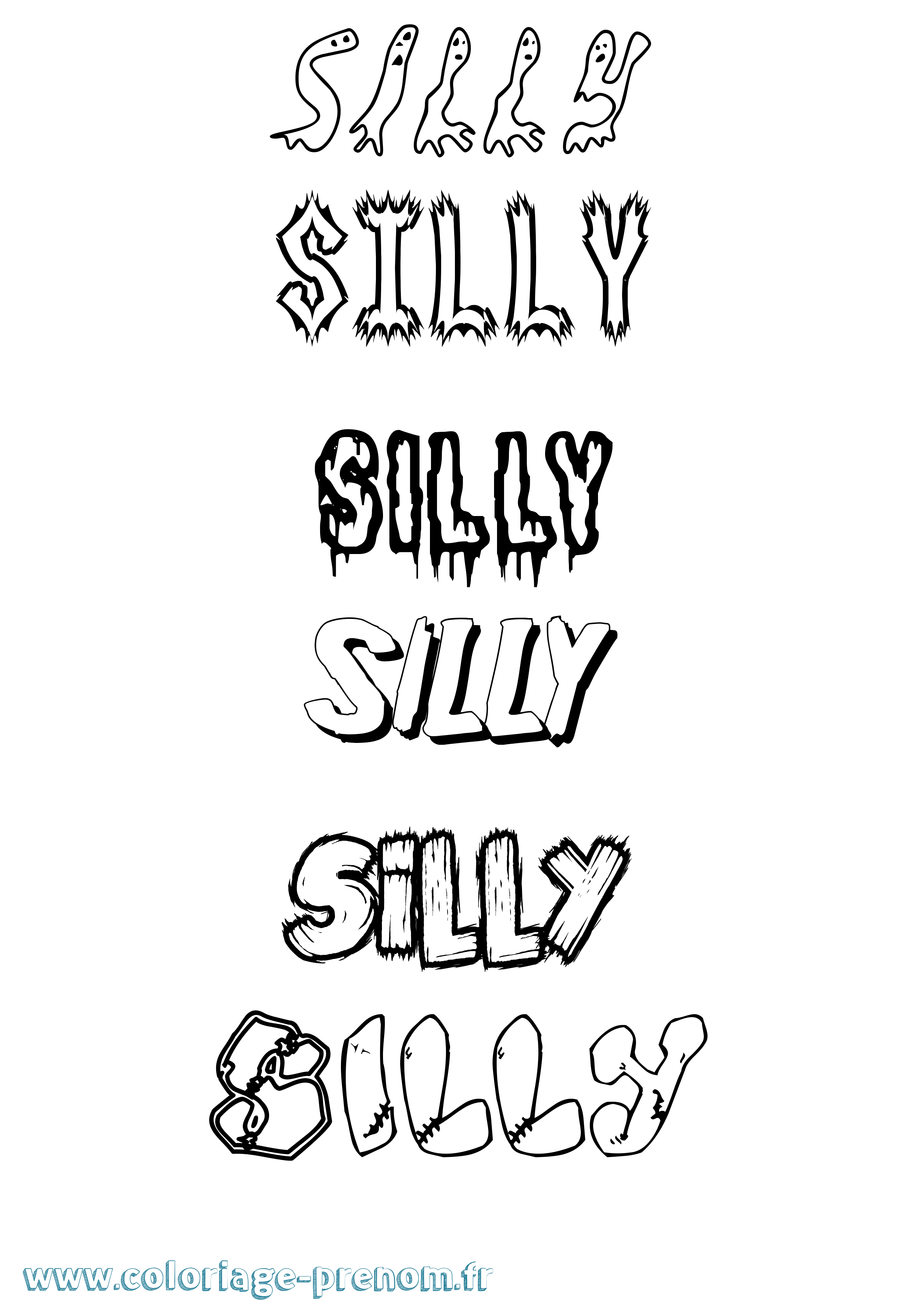 Coloriage Silly Frisson Coloriage prénom Silly Frisson