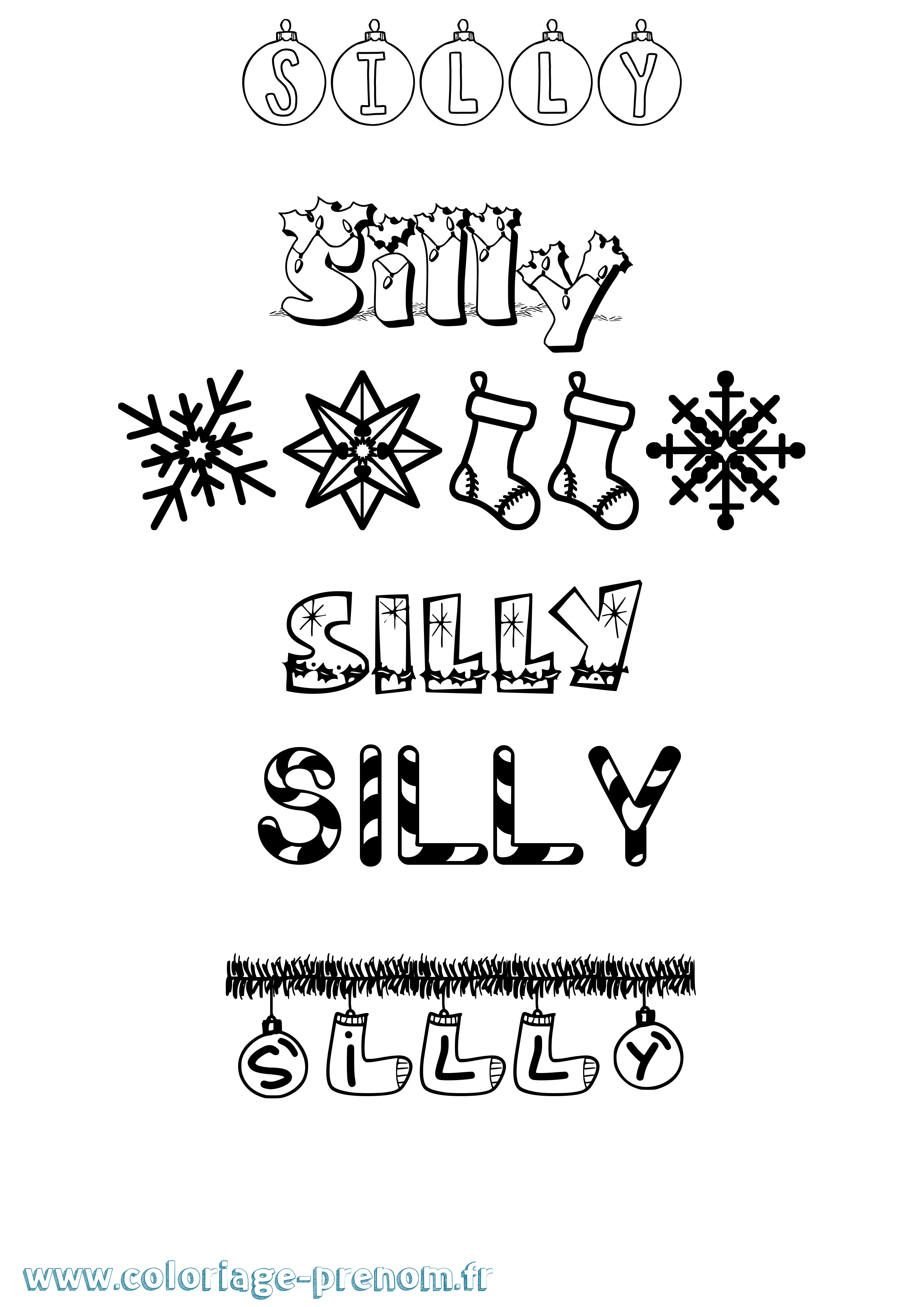 Coloriage Silly Noël Coloriage prénom Silly Noël