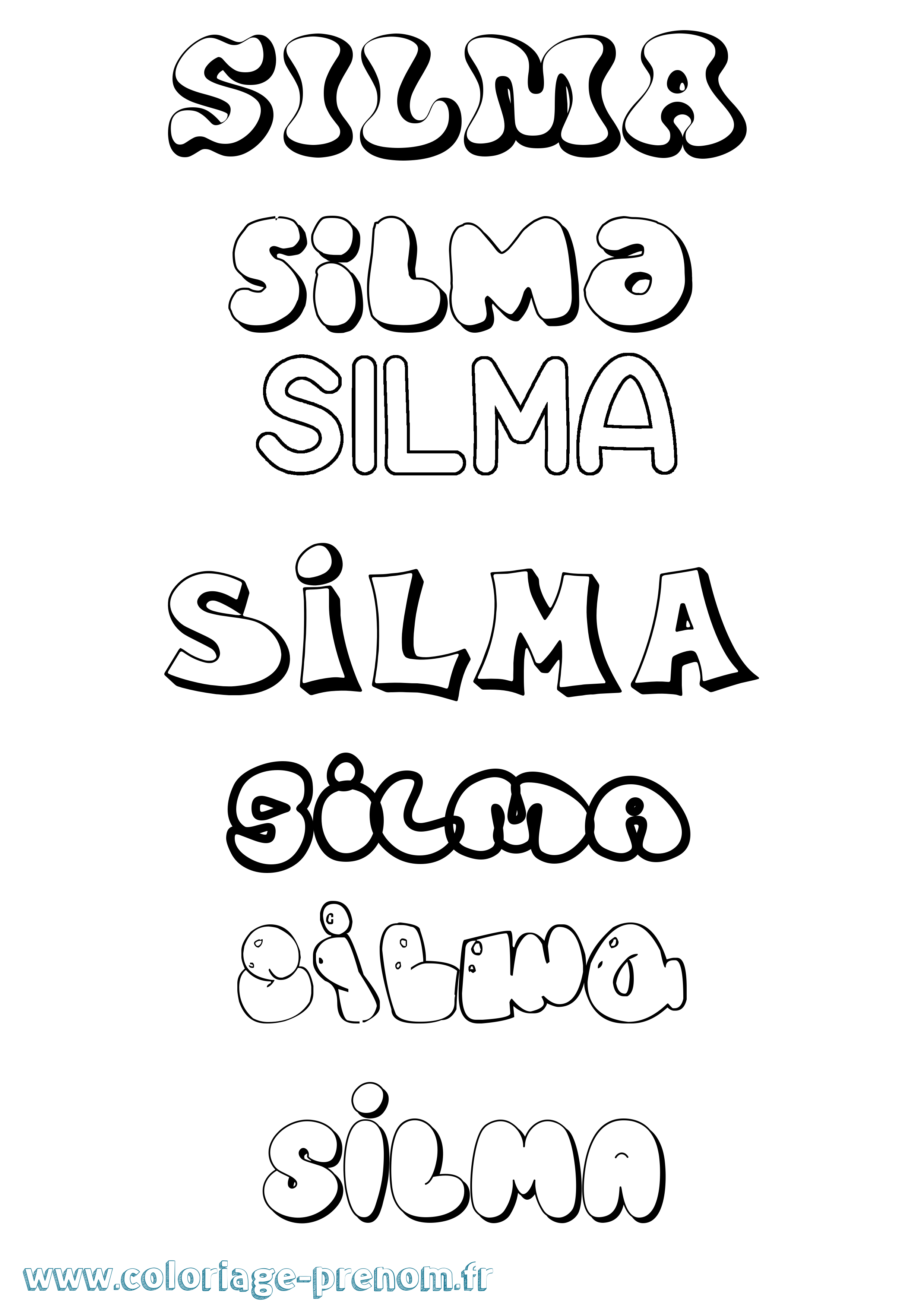 Coloriage Silma Bubble Coloriage prénom Silma Bubble