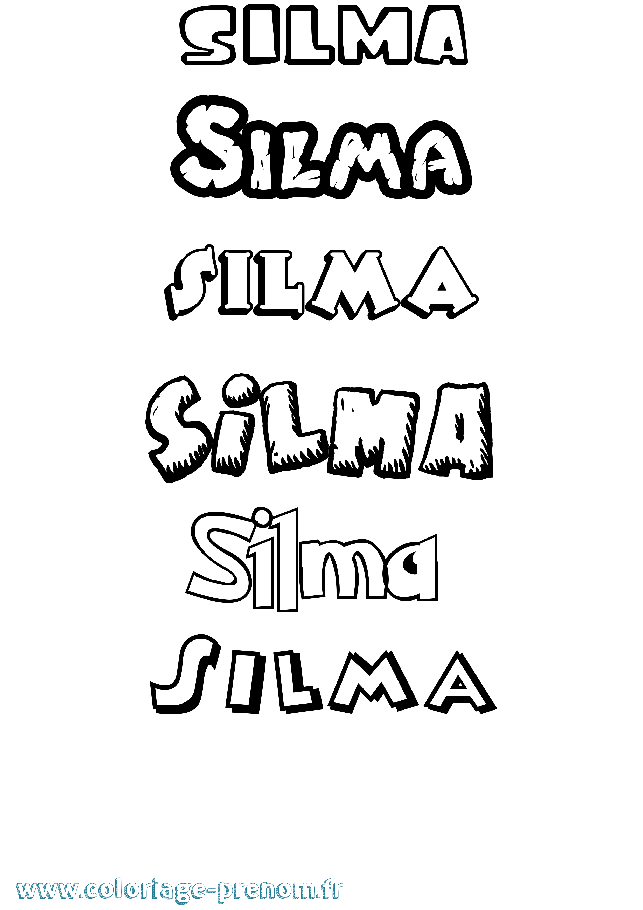 Coloriage Silma Dessin Animé Coloriage prénom Silma Dessin Animé