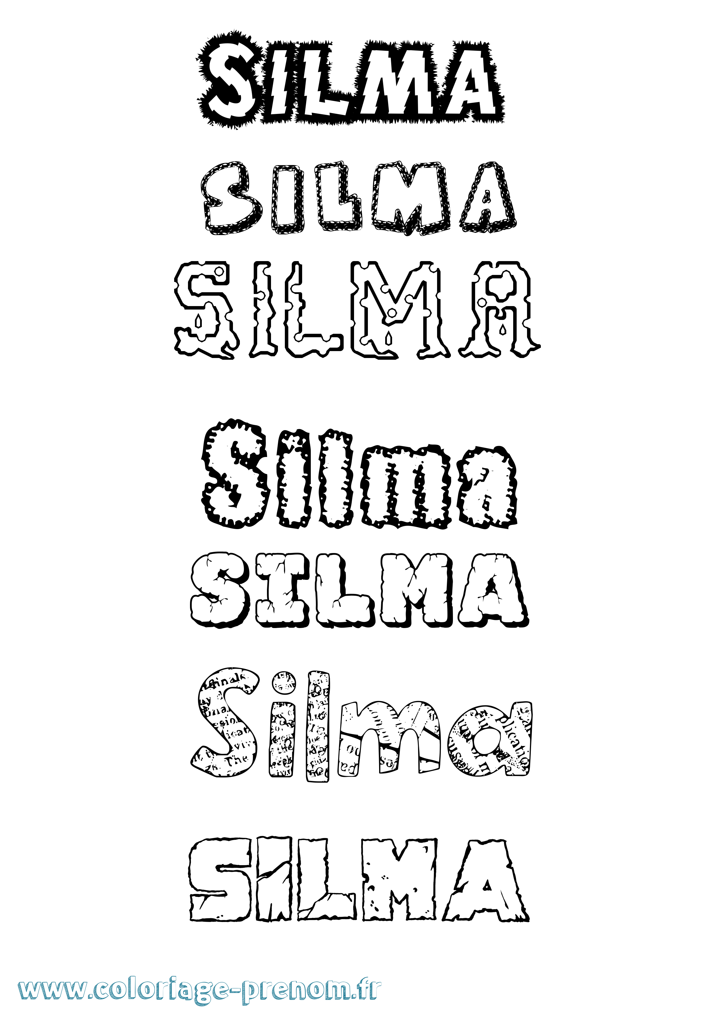 Coloriage Silma Destructuré Coloriage prénom Silma Destructuré
