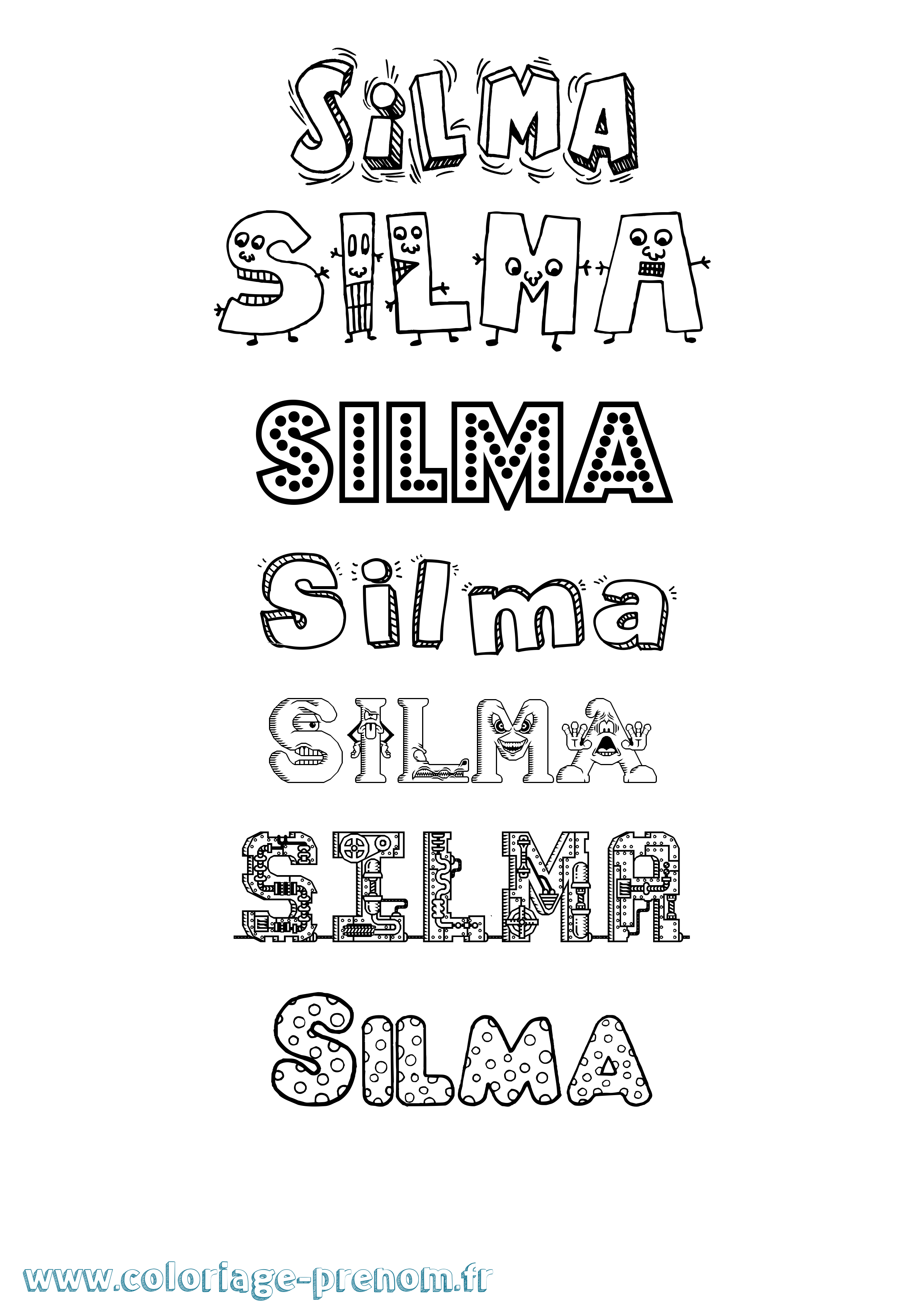 Coloriage Silma Fun Coloriage prénom Silma Fun