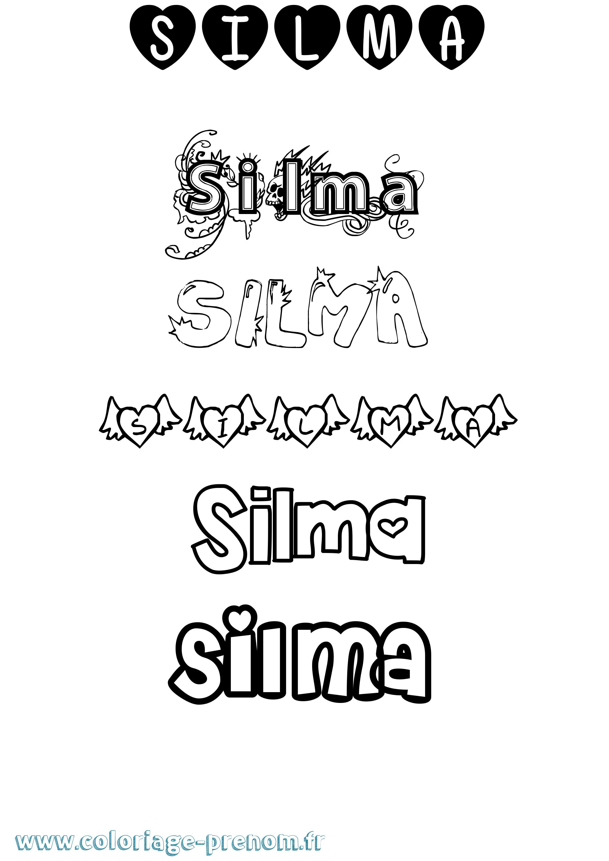Coloriage Silma Girly Coloriage prénom Silma Girly