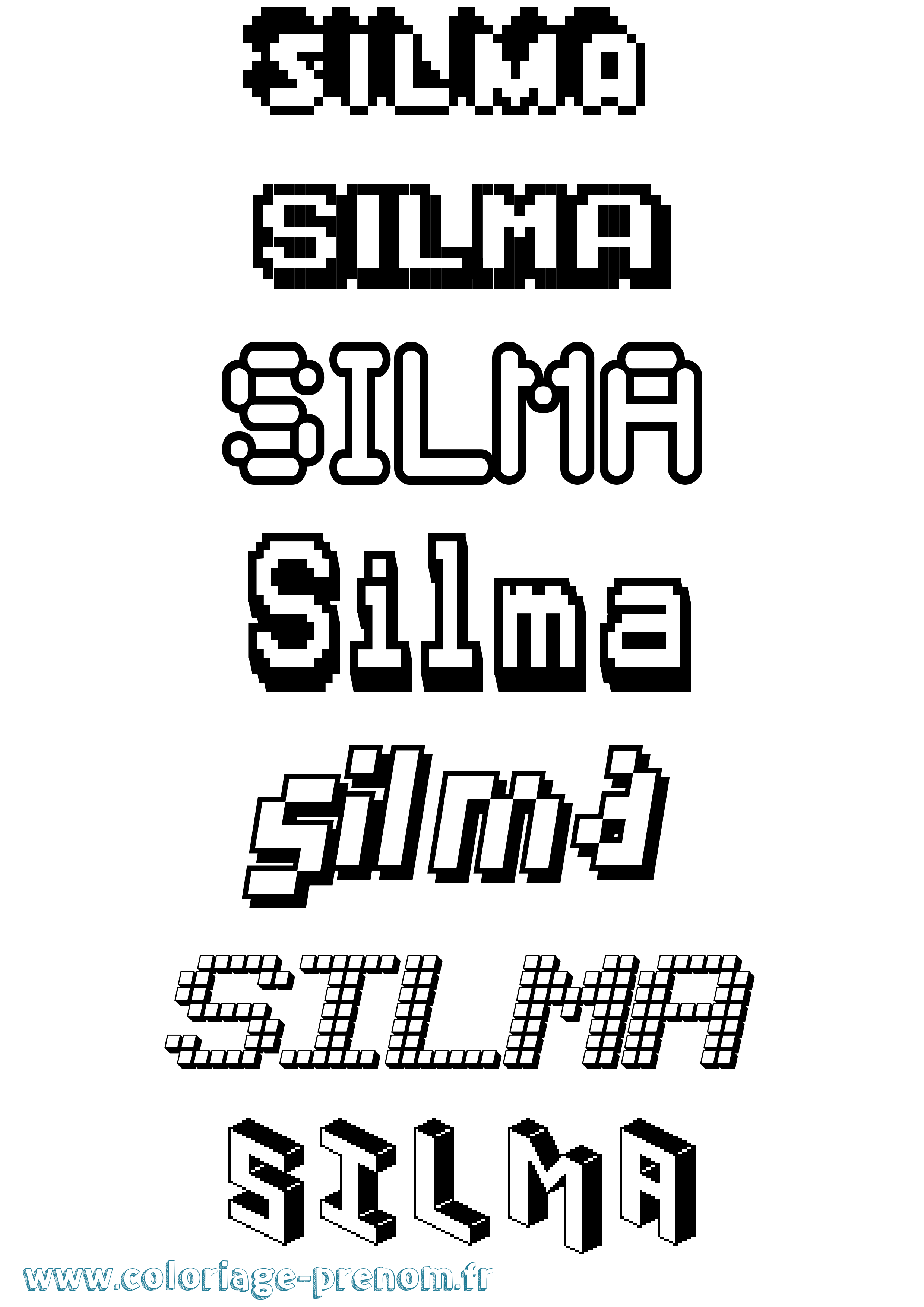 Coloriage Silma Pixel Coloriage prénom Silma Pixel