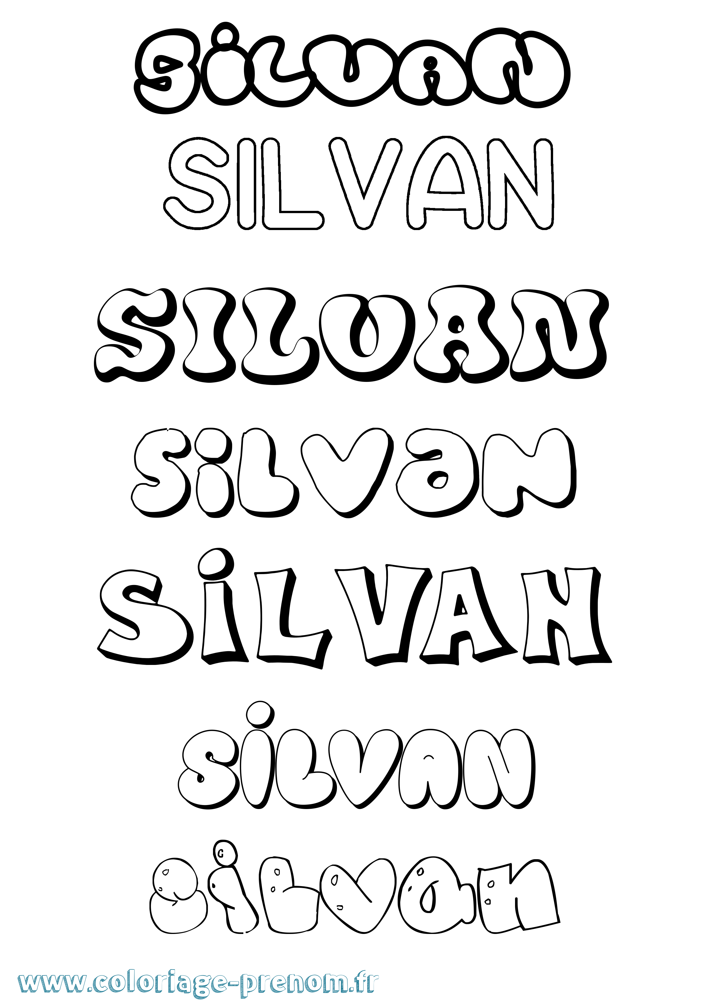 Coloriage Silvan Bubble Coloriage prénom Silvan Bubble