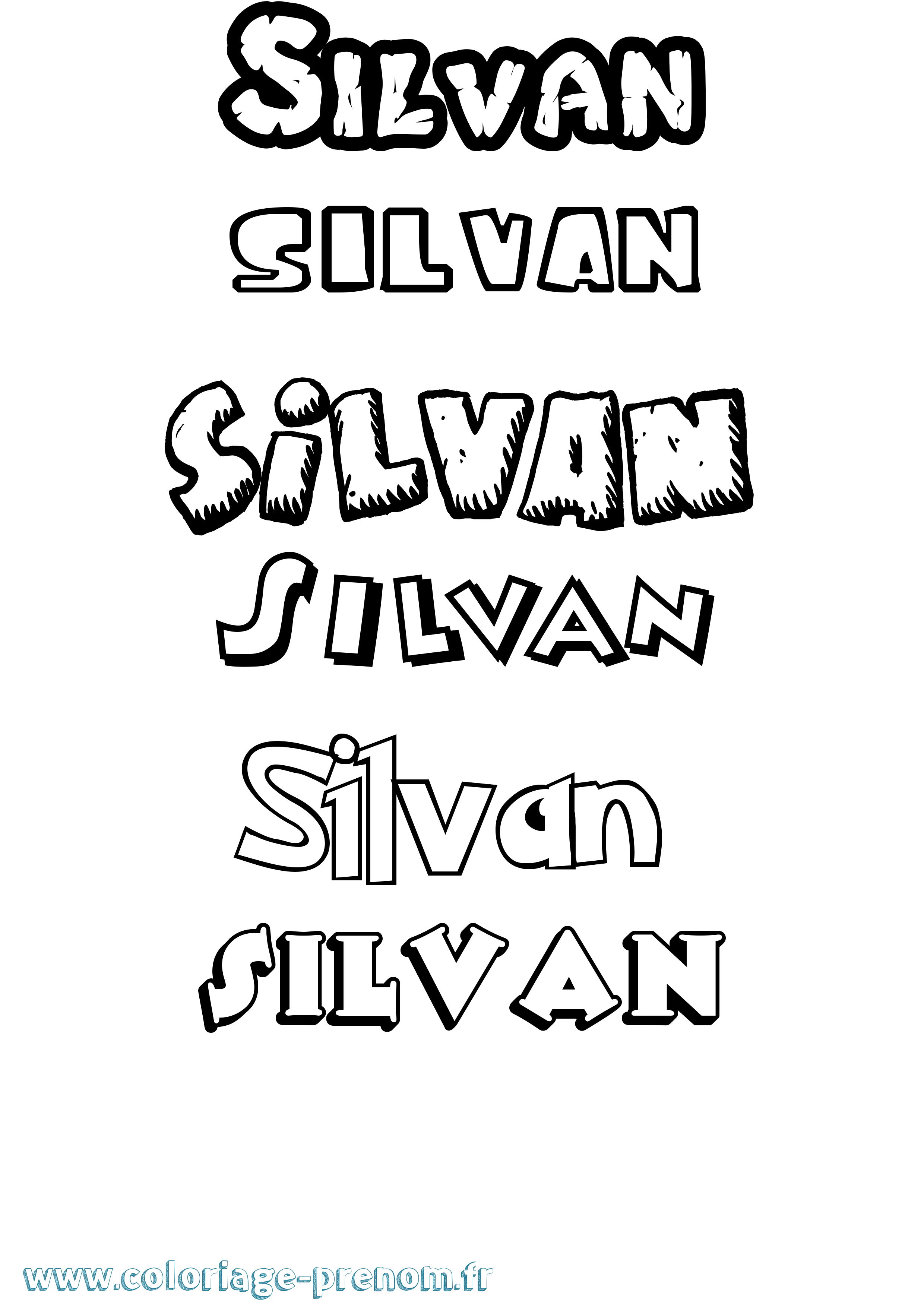 Coloriage Silvan Dessin Animé Coloriage prénom Silvan Dessin Animé