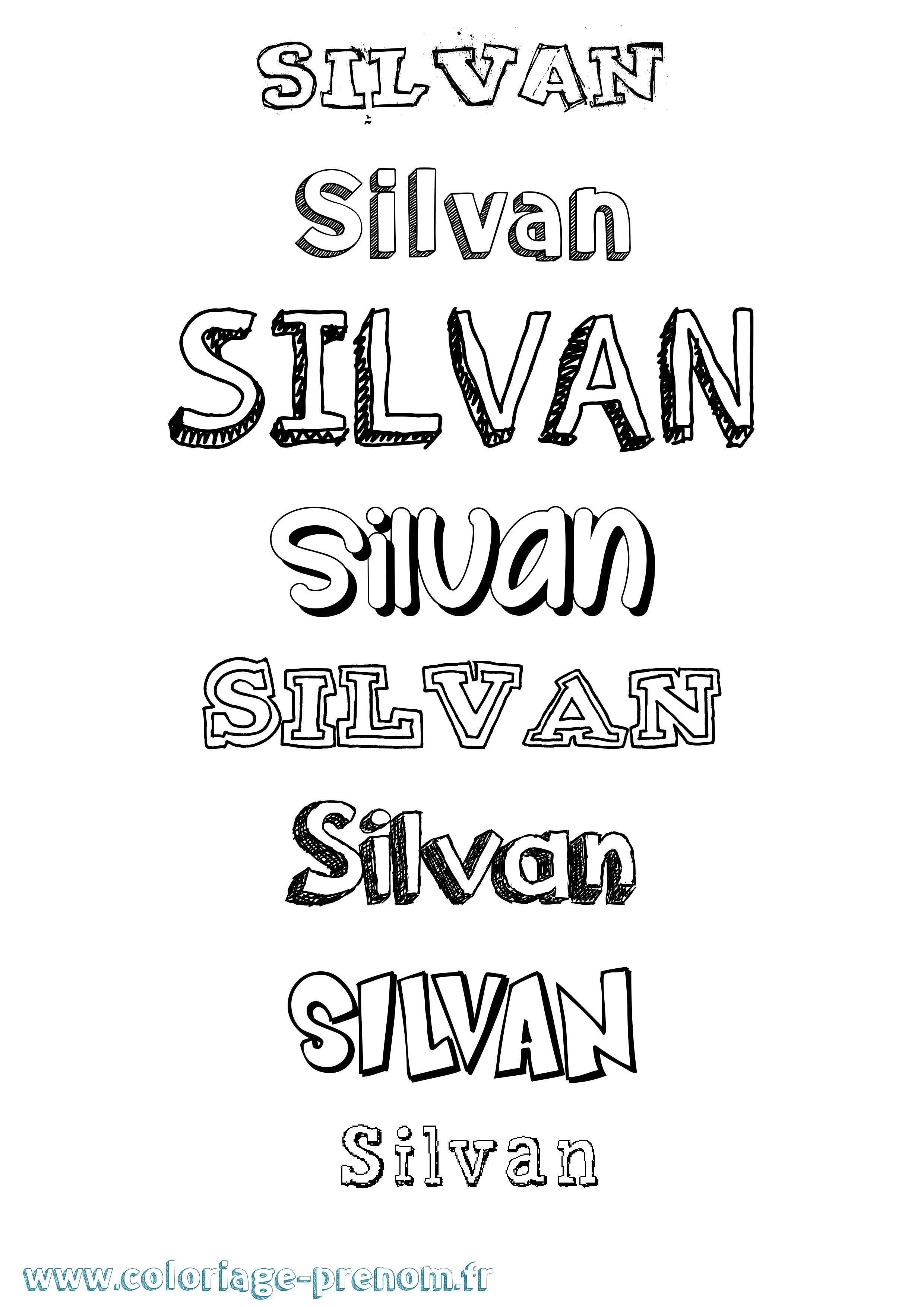 Coloriage Silvan Dessiné Coloriage prénom Silvan Dessiné