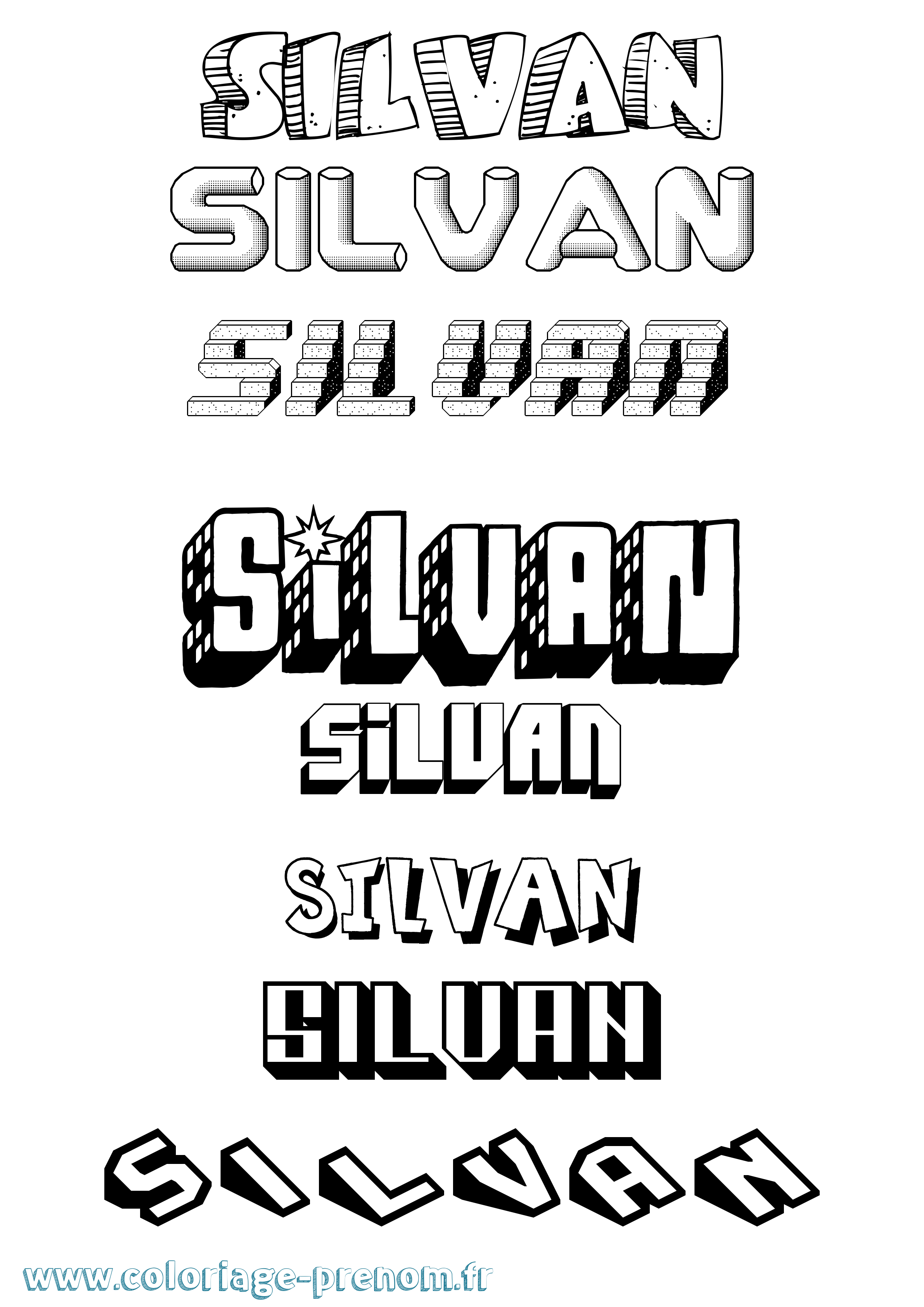 Coloriage Silvan Effet 3D Coloriage prénom Silvan Effet 3D