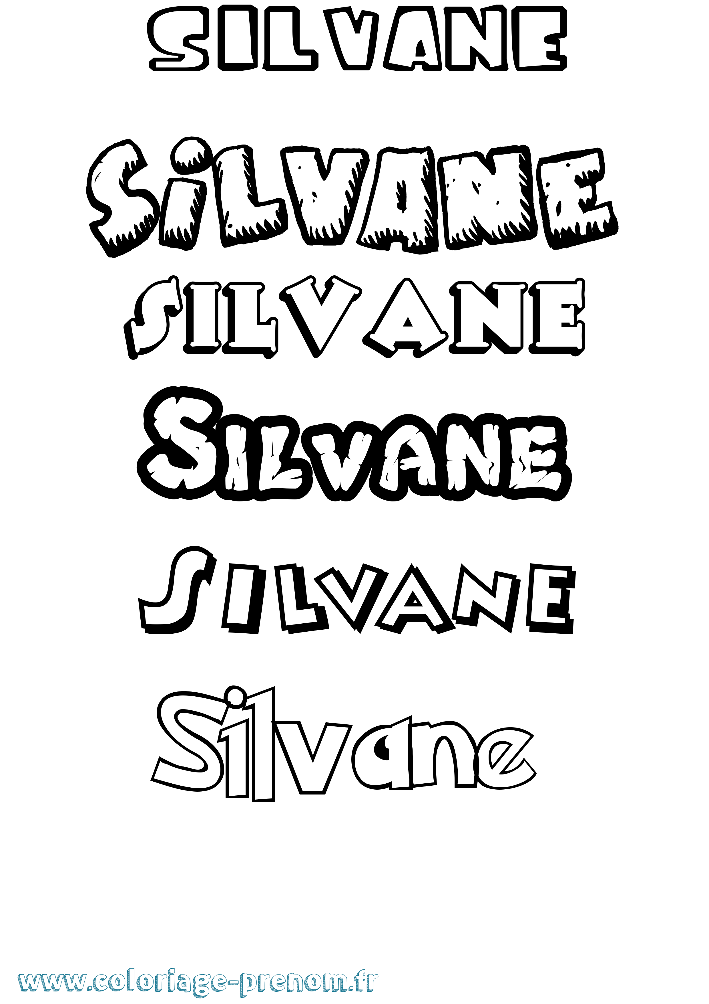 Coloriage Silvane Dessin Animé Coloriage prénom Silvane Dessin Animé
