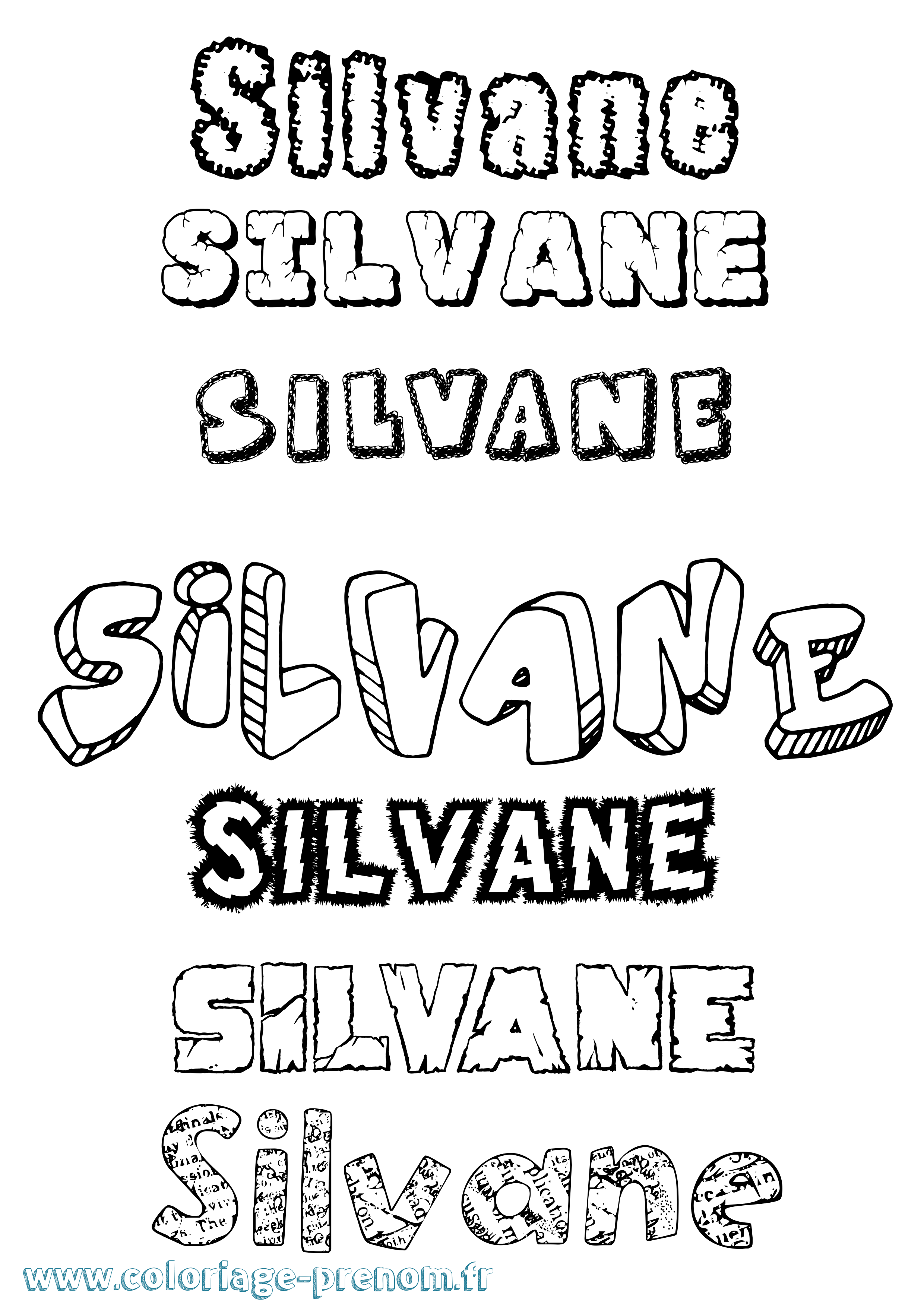 Coloriage Silvane Destructuré Coloriage prénom Silvane Destructuré