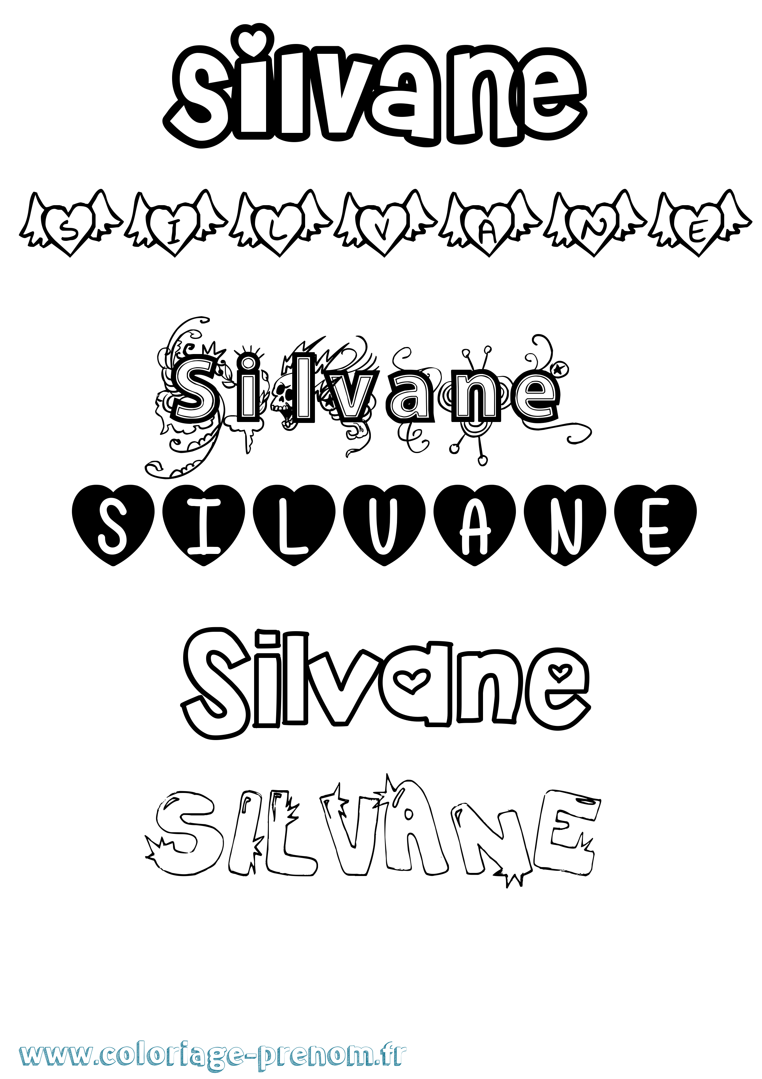 Coloriage Silvane Girly Coloriage prénom Silvane Girly