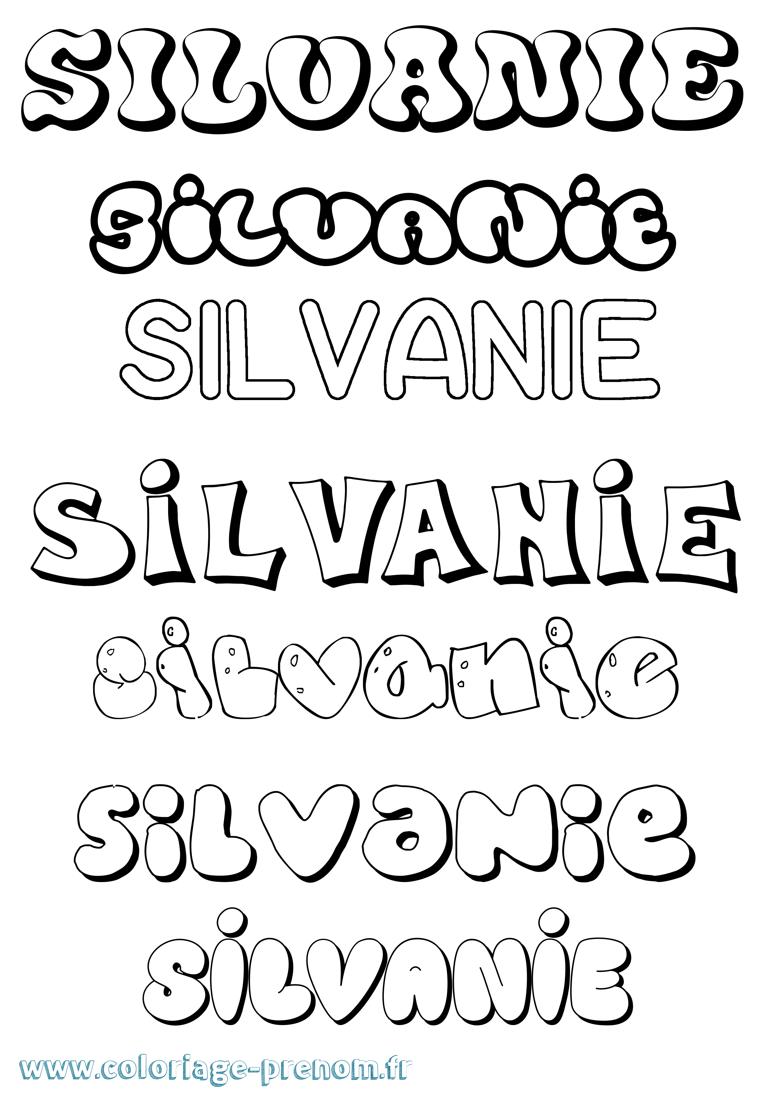 Coloriage Silvanie Bubble Coloriage prénom Silvanie Bubble