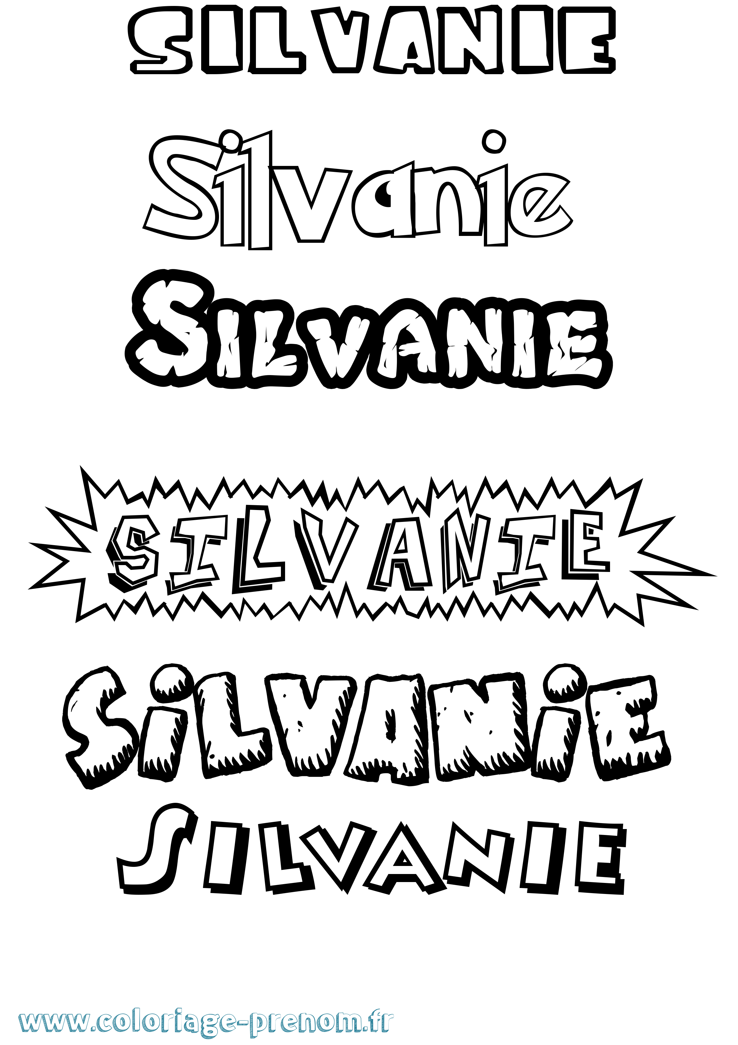 Coloriage Silvanie Dessin Animé Coloriage prénom Silvanie Dessin Animé