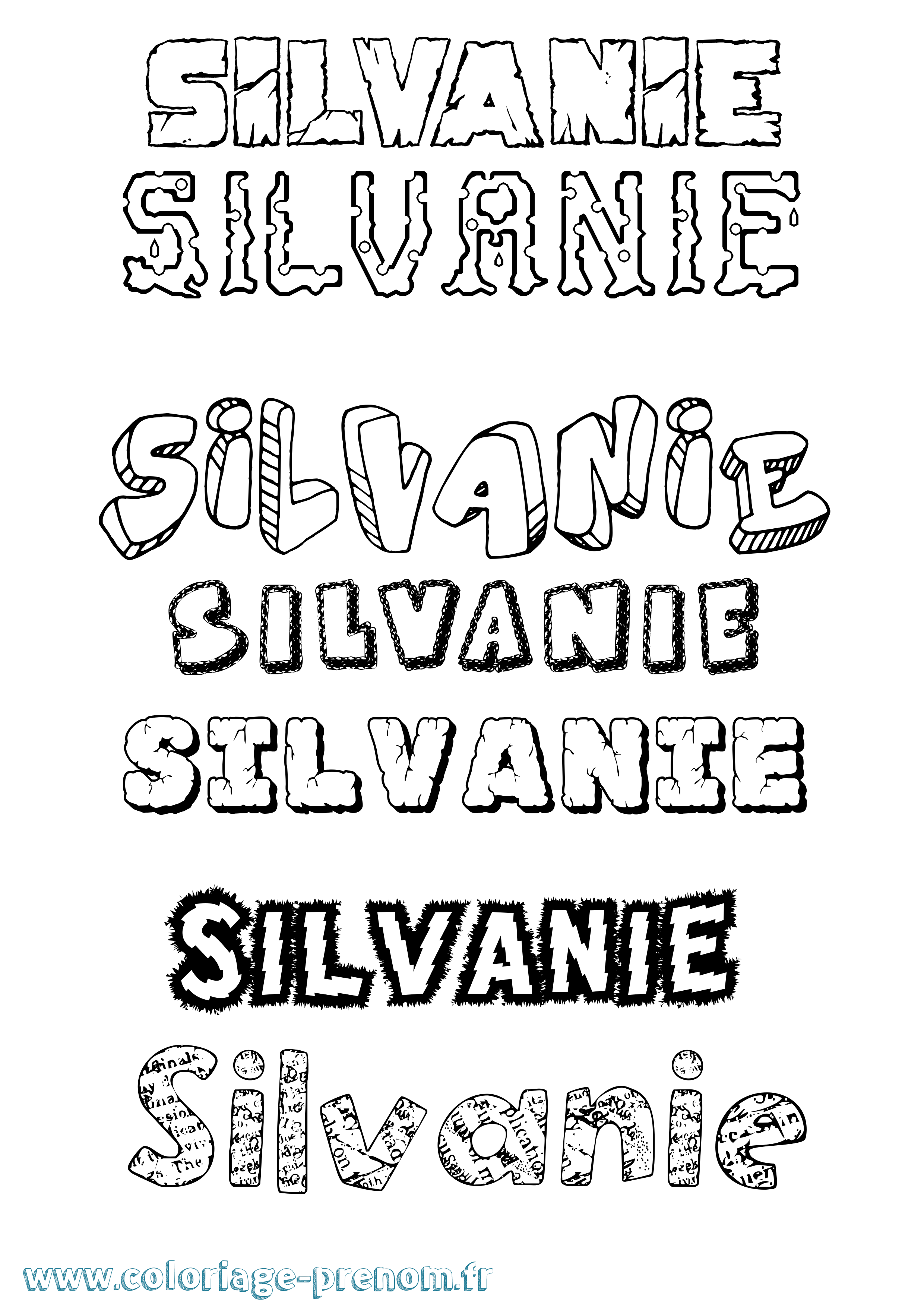 Coloriage Silvanie Destructuré Coloriage prénom Silvanie Destructuré