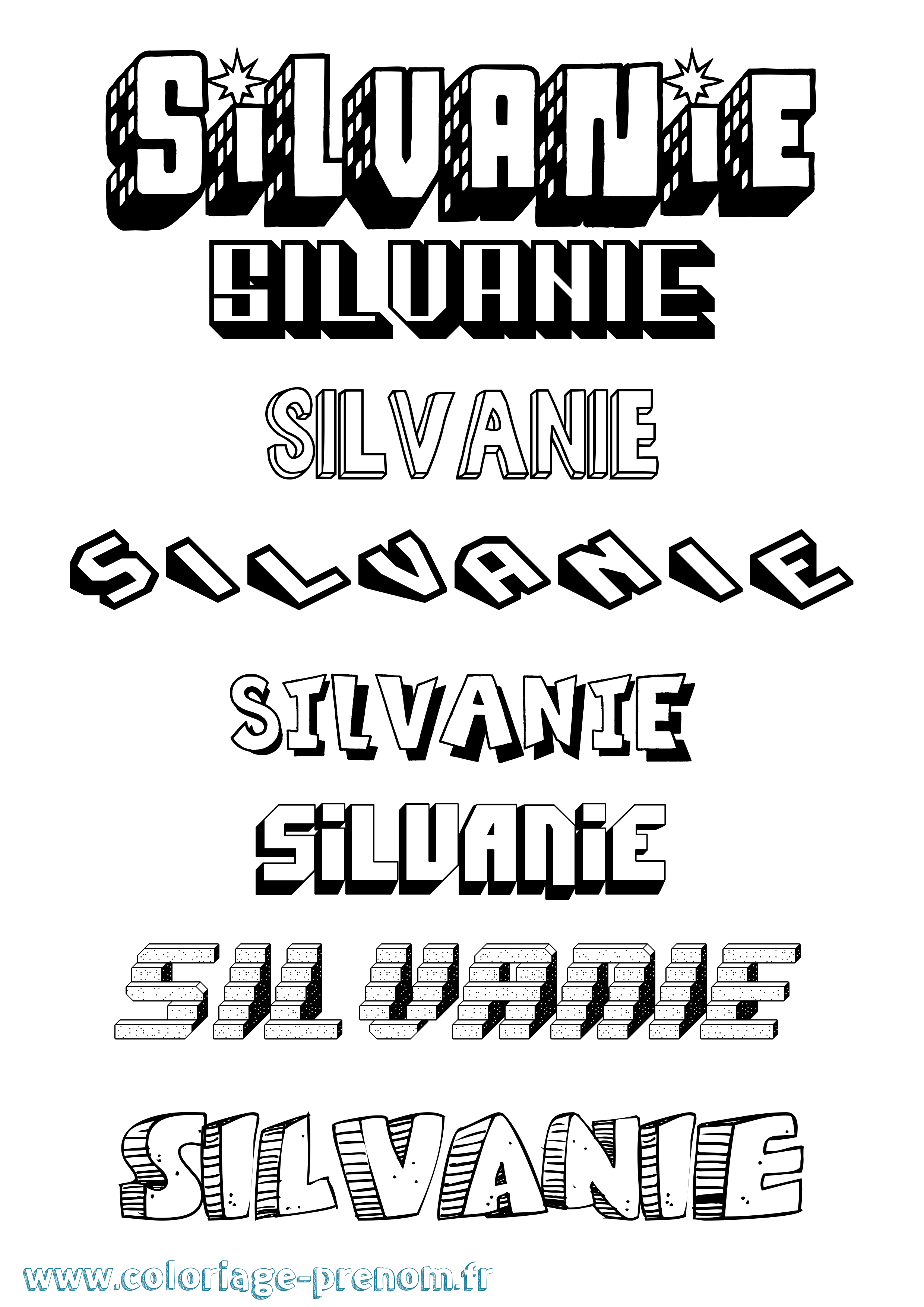 Coloriage Silvanie Effet 3D Coloriage prénom Silvanie Effet 3D