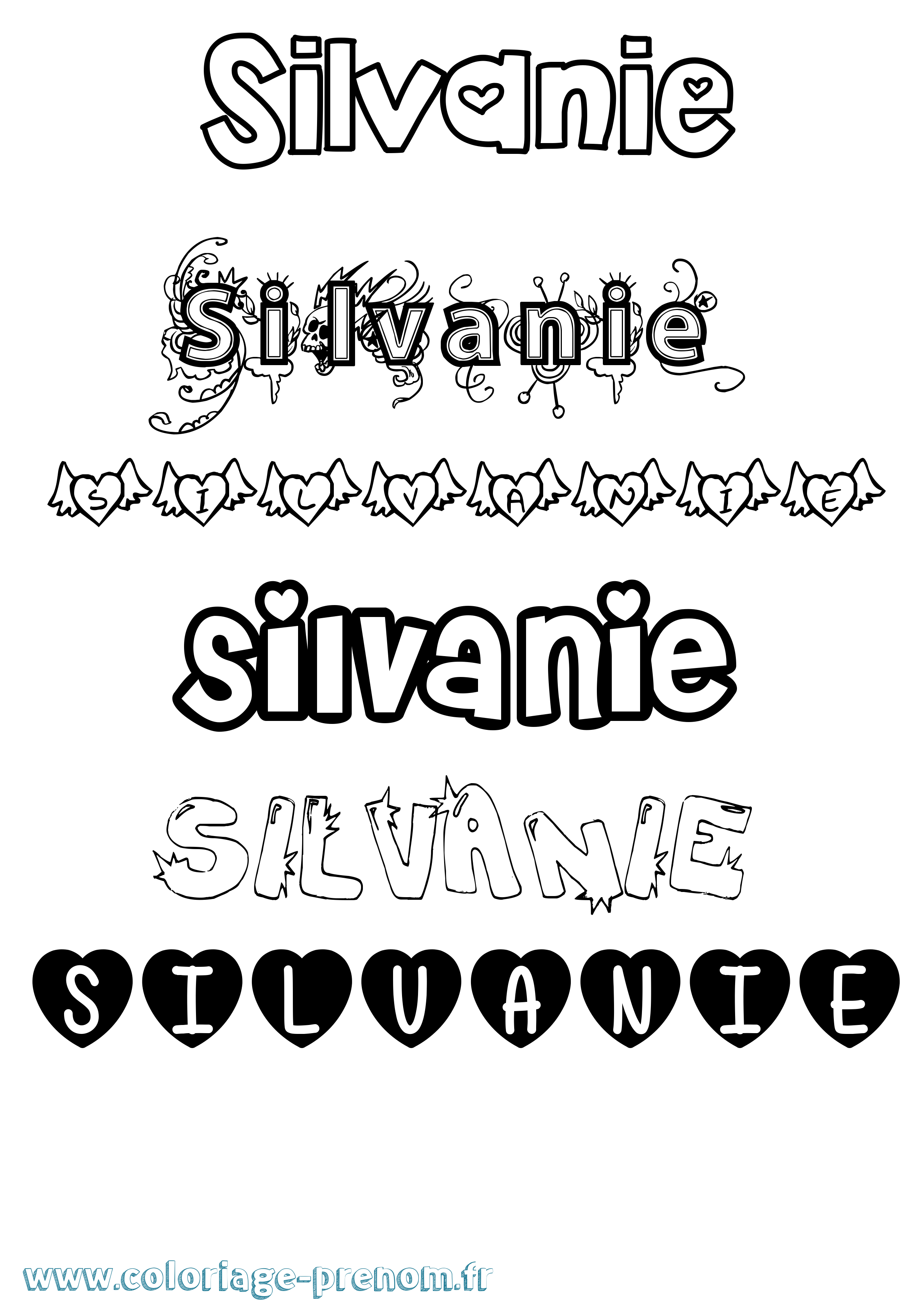 Coloriage Silvanie Girly Coloriage prénom Silvanie Girly